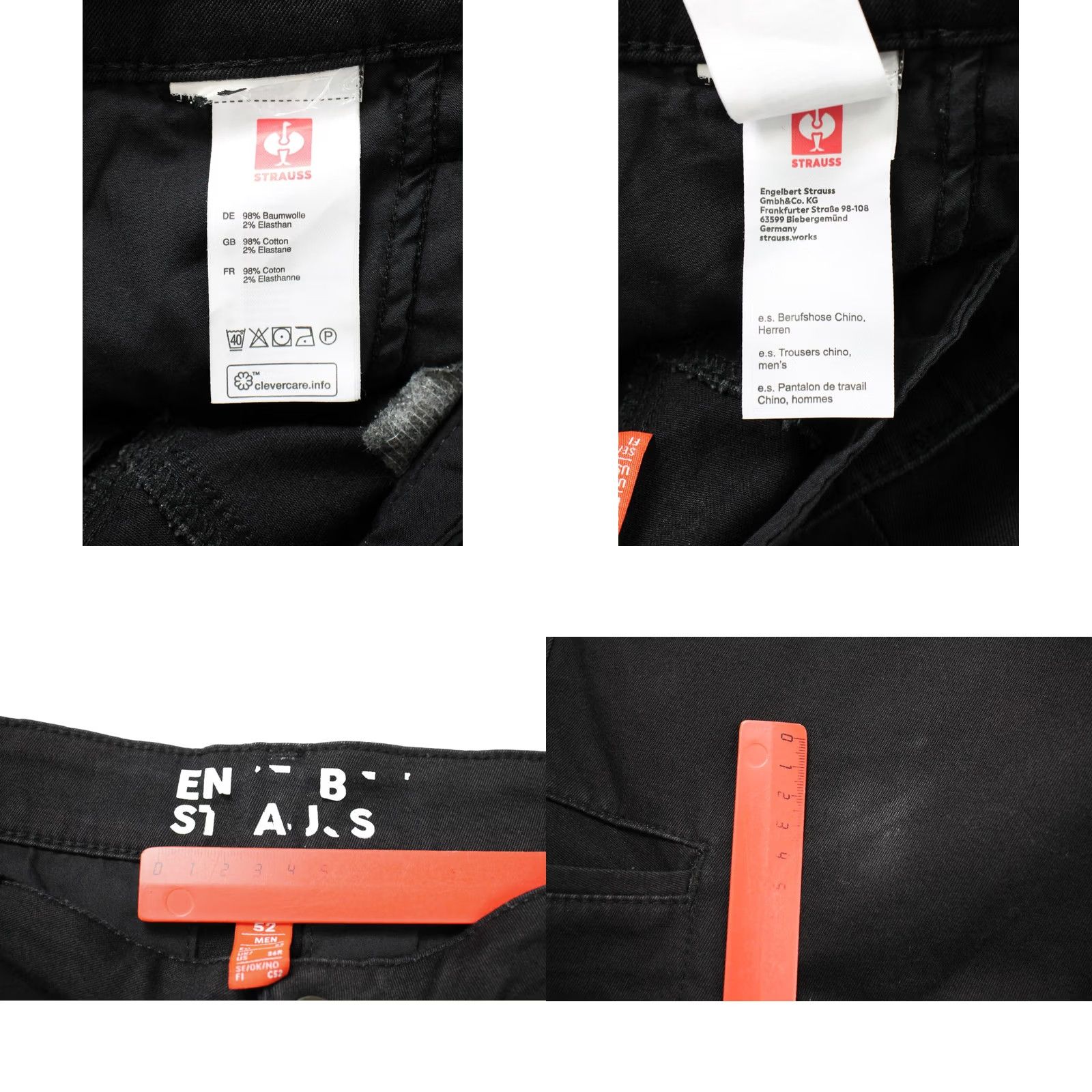 Vintage ENGELBERT STRAUSS Trousers Men's UK 36 Slim Fit Stretchy Zip Fly Black Size US 36 / EU 52 - 8 Thumbnail