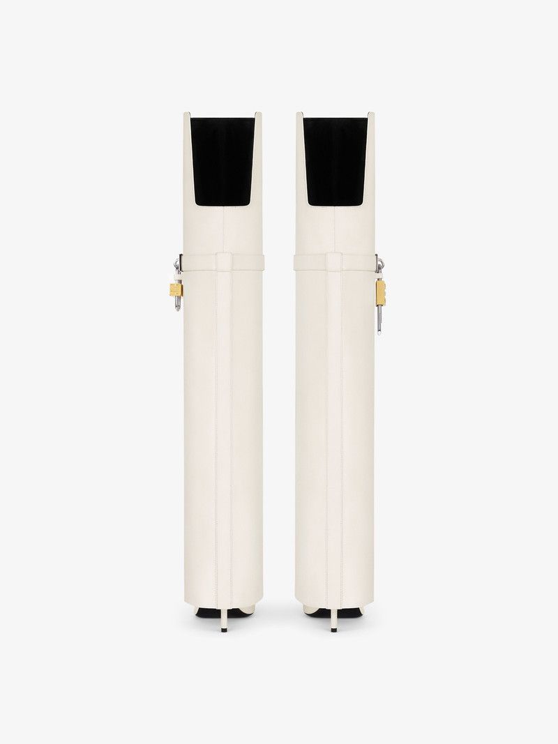 Givenchy o1w1db10326 Shark Lock Stiletto OTK Boots in Ivory Size US 7 / IT 37 - 6 Thumbnail