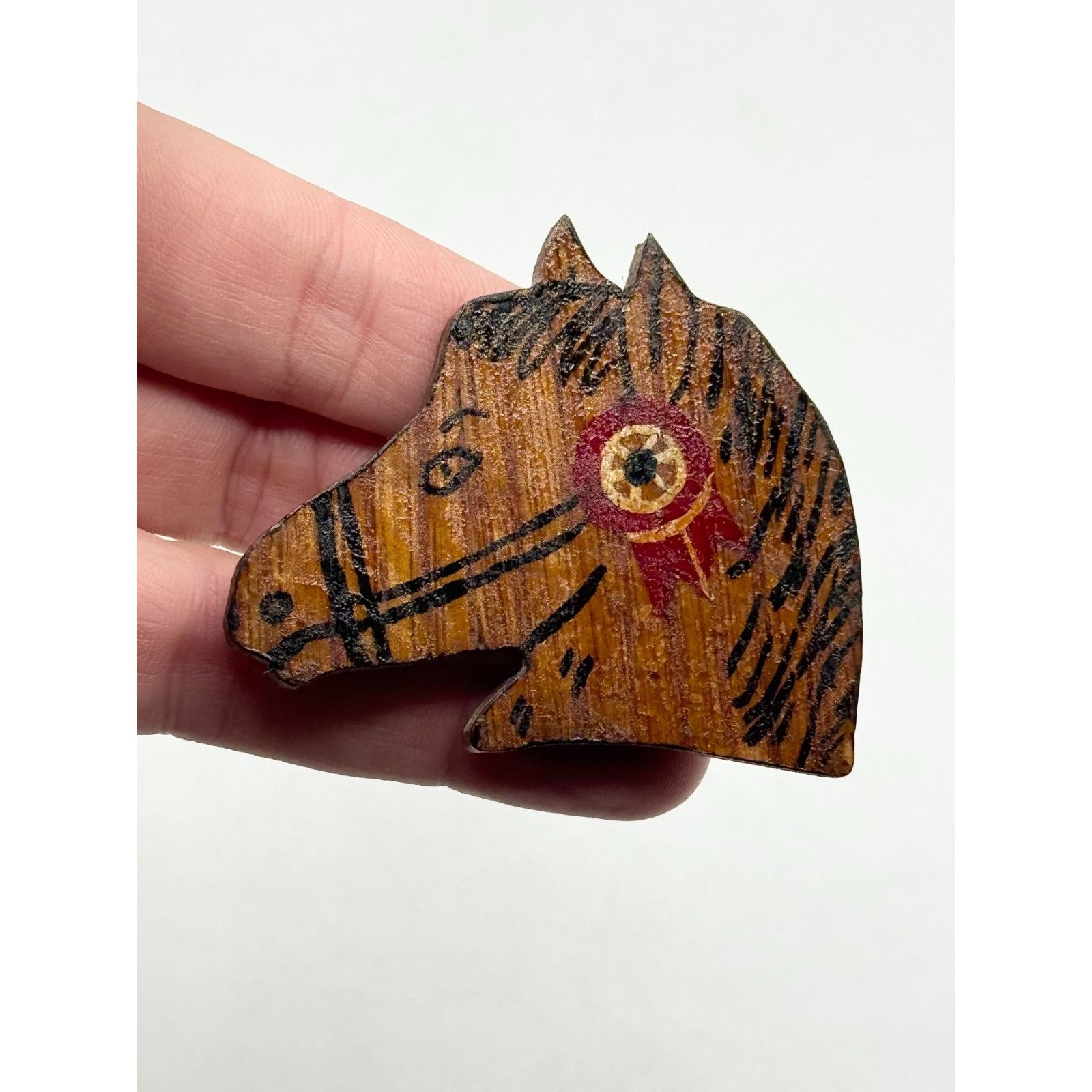 Vintage Vintage wood wooden horse head brooch pin Size ONE SIZE - 2 Thumbnail