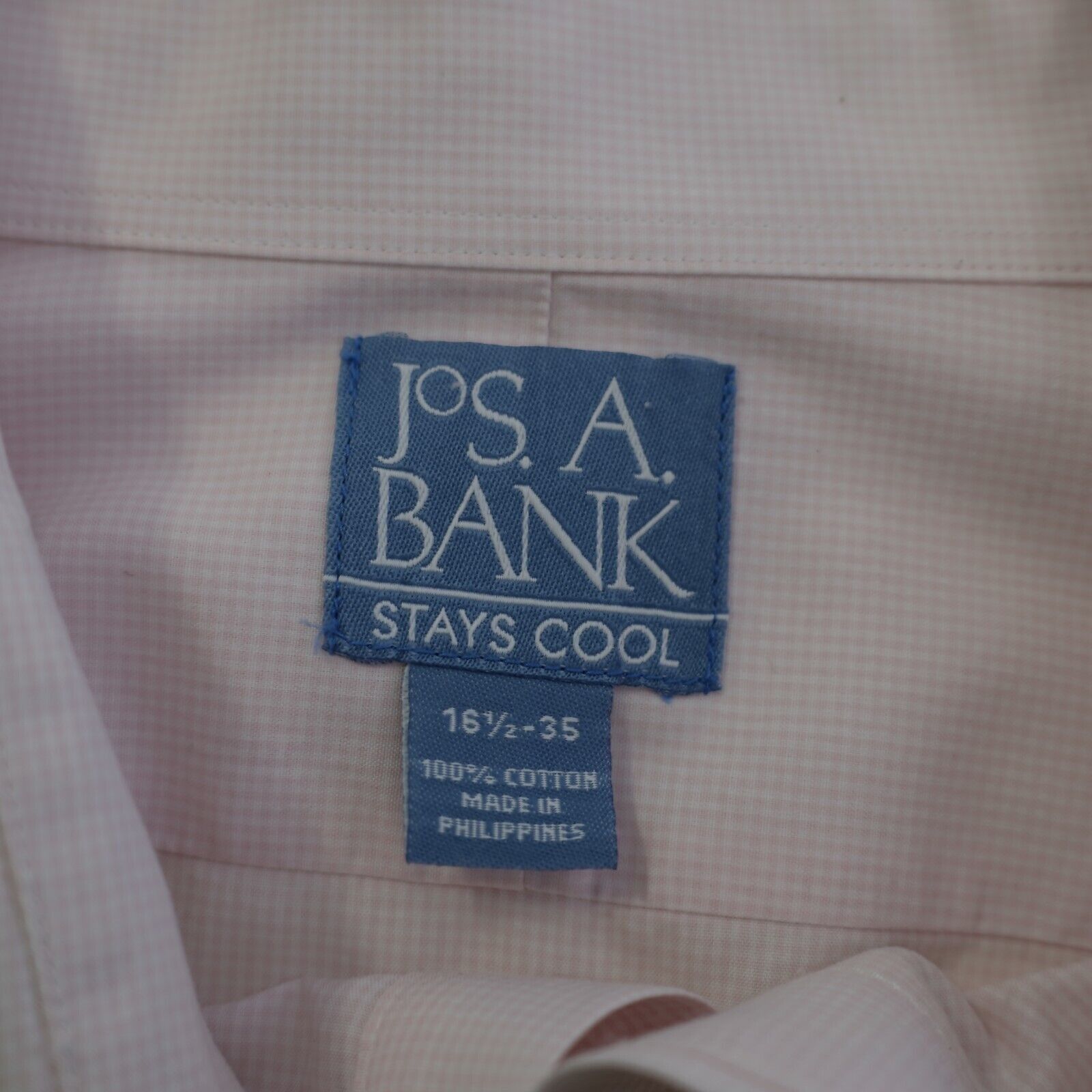 Jos. A. Bank Jos A Bank Stays Cool 16.5-35 Pink Plaid Collared Dress Shir Size US L / EU 52-54 / 3 - 8 Thumbnail