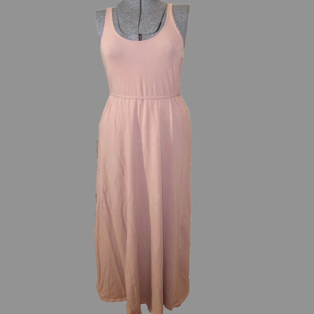 Pinko Unbranded Cotton Pink A-Line Maxi Dress Sleeveless Scoop Neck Back Tie Waist Women S Casual Party/Cocktail Summer Fall Size S / US 4 / IT 40 - 1 Thumbnail