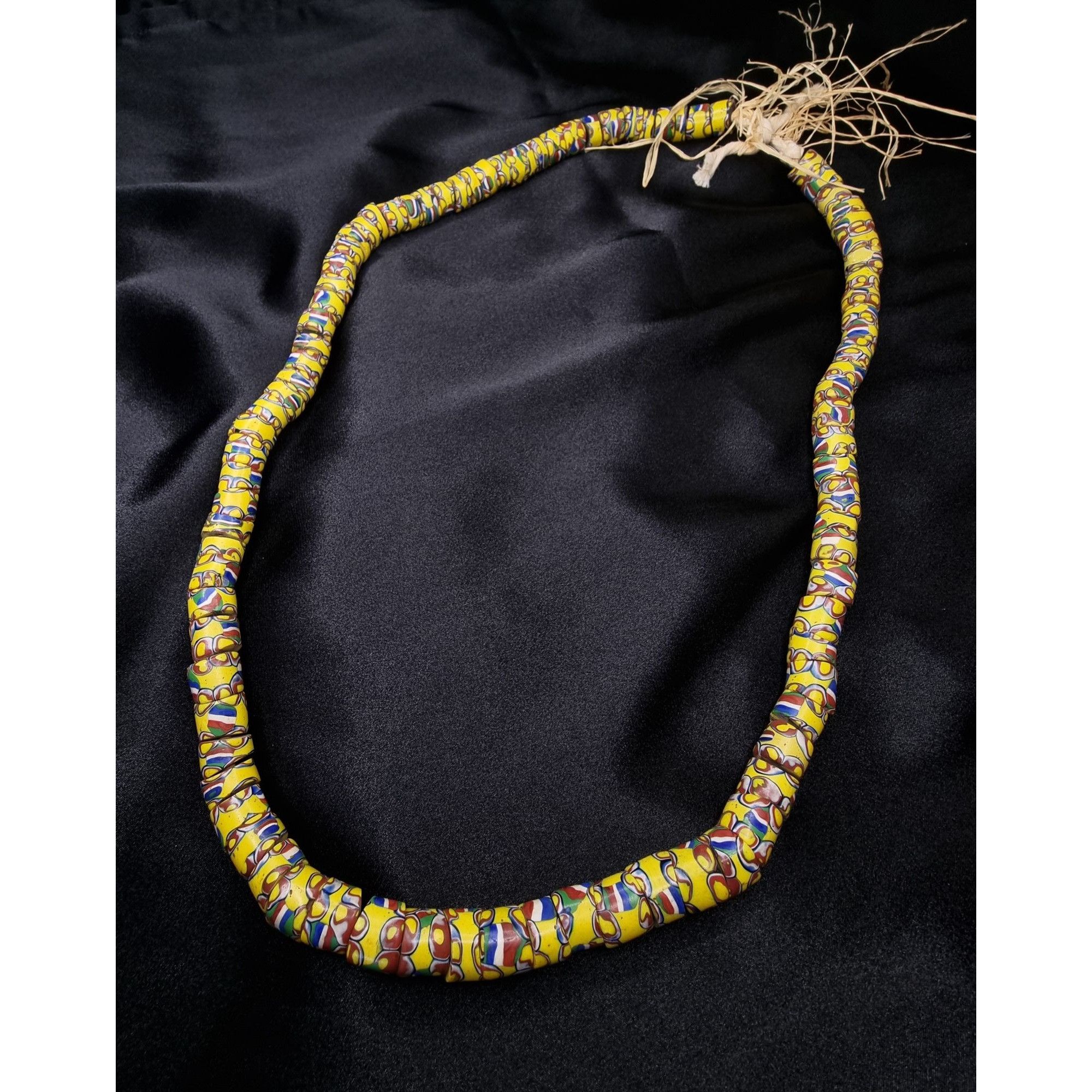 Vintage Vintage Long African Trade Bead Necklace Yellow Glass Multic Size ONE SIZE - 2 Thumbnail