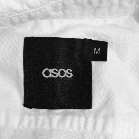 Asos ASOS Mens White Short Sleeve Button-Up Shirt Black Geometric Size US M / EU 48-50 / 2 - 2 Thumbnail