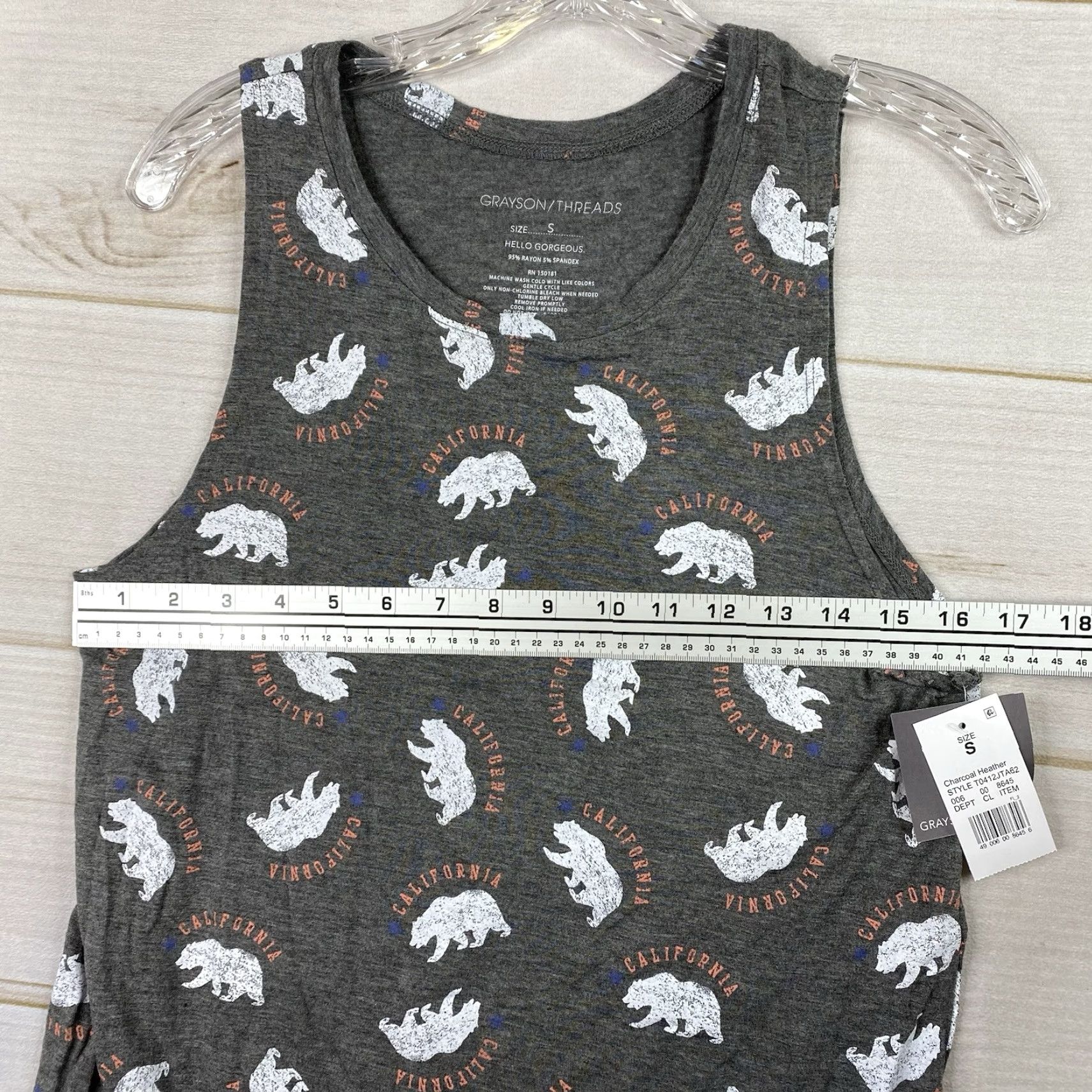 Vintage Grayson Threads Tank Women S Gray California Bear Logo Printed NWT Size S / US 4 / IT 40 - 3 Thumbnail