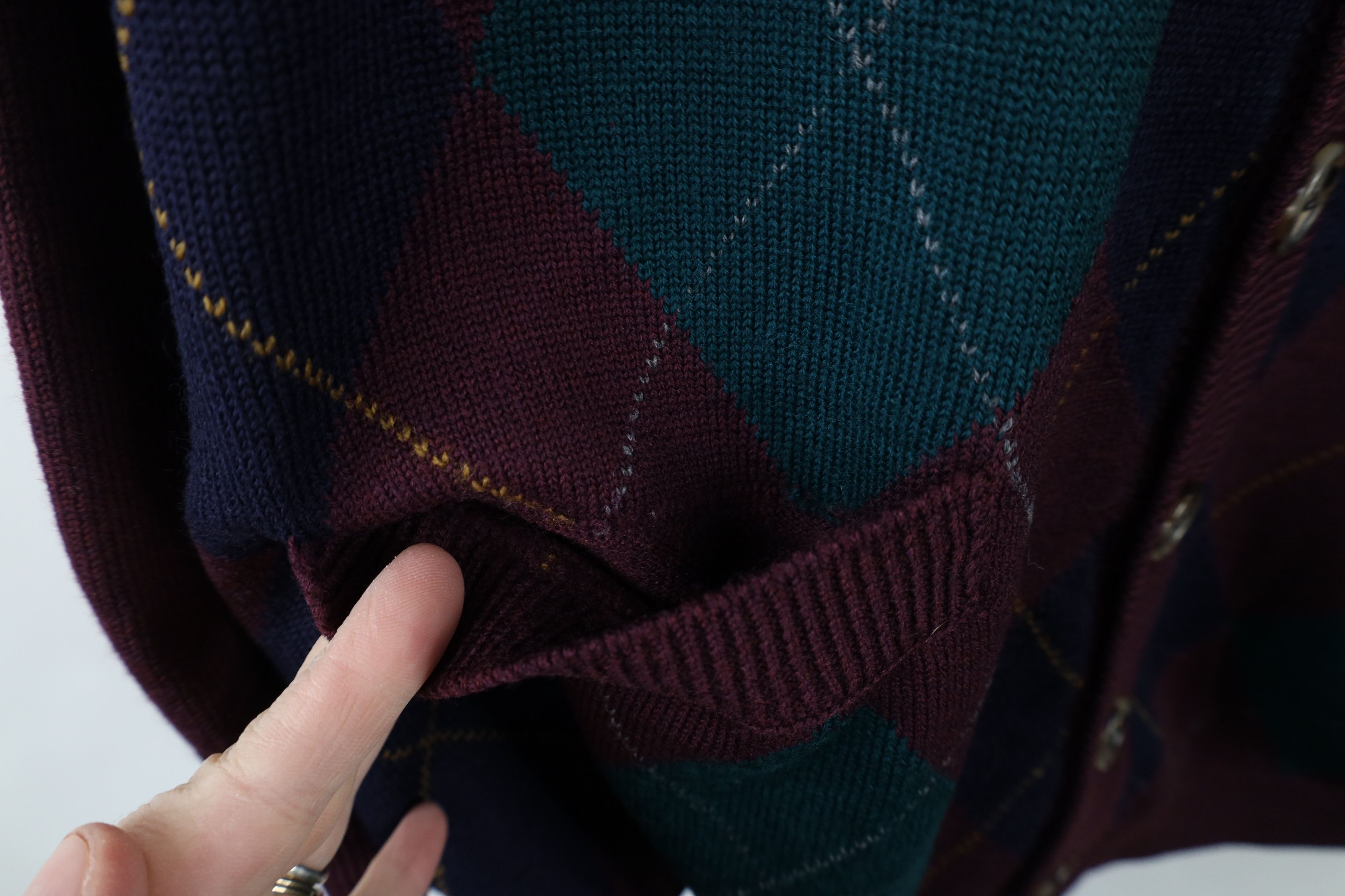 Vintage Vintage 90s Streetwear Wool Argyle Knit Cardigan Sweater Size US XL / EU 56 / 4 - 6 Thumbnail