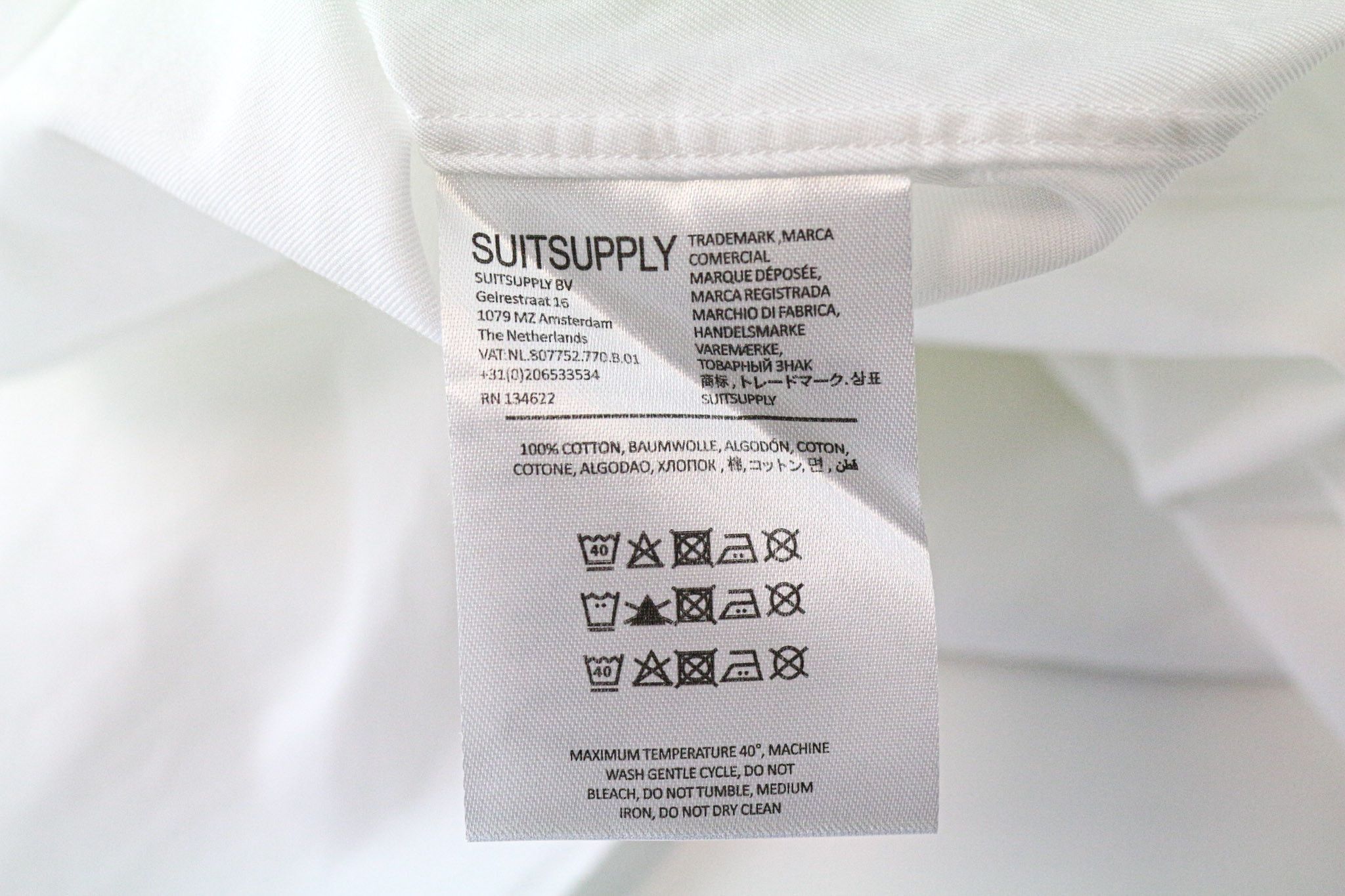 Suitsupply 46/18 Slim White Cotton Cutaway Twill Shirt 78417 Size 46R - 7 Thumbnail