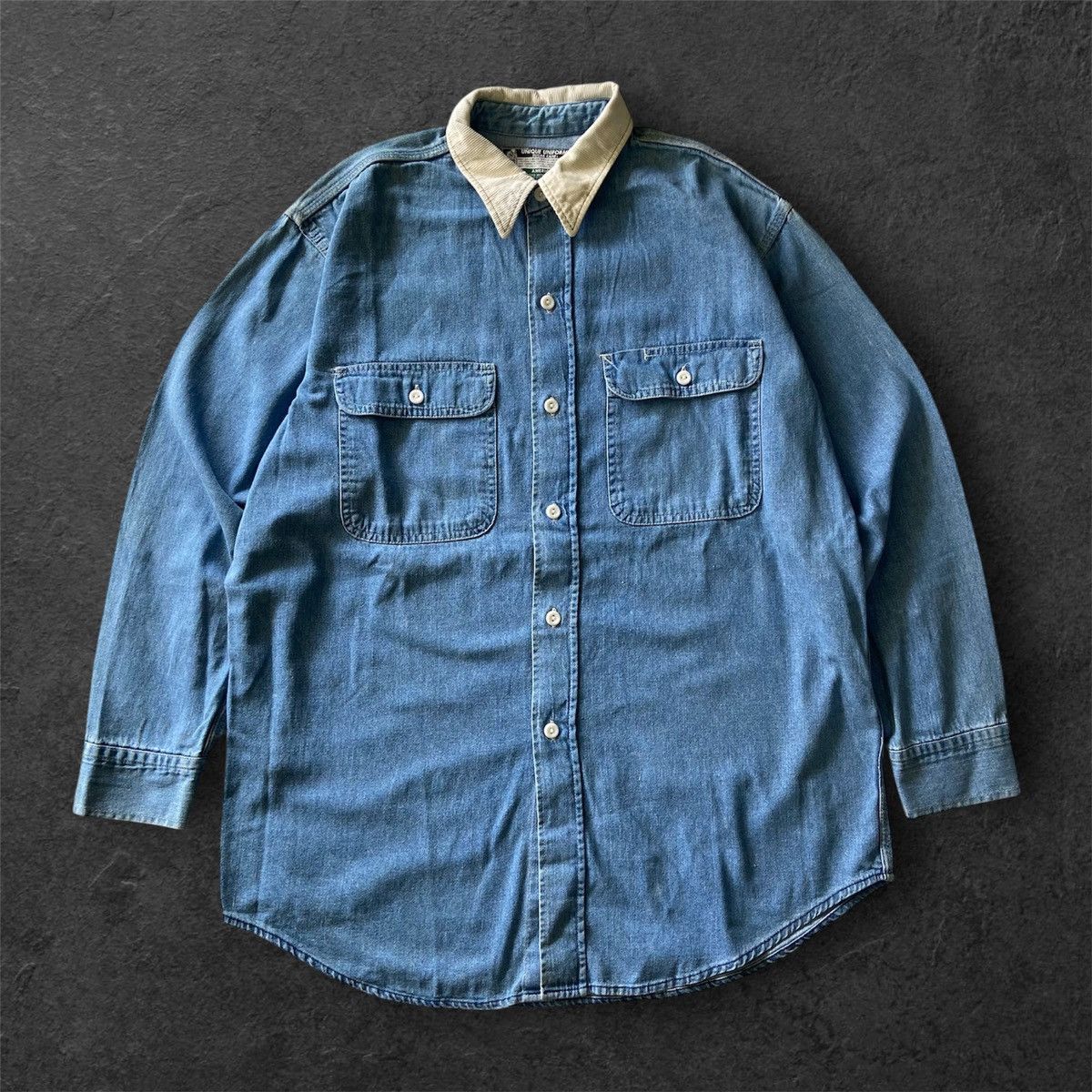 Sugar Cane Sugar Cane Rugged Denim Work Shirt - Vintage Cord Collar Size US XL / EU 56 / 4 - 1 Thumbnail
