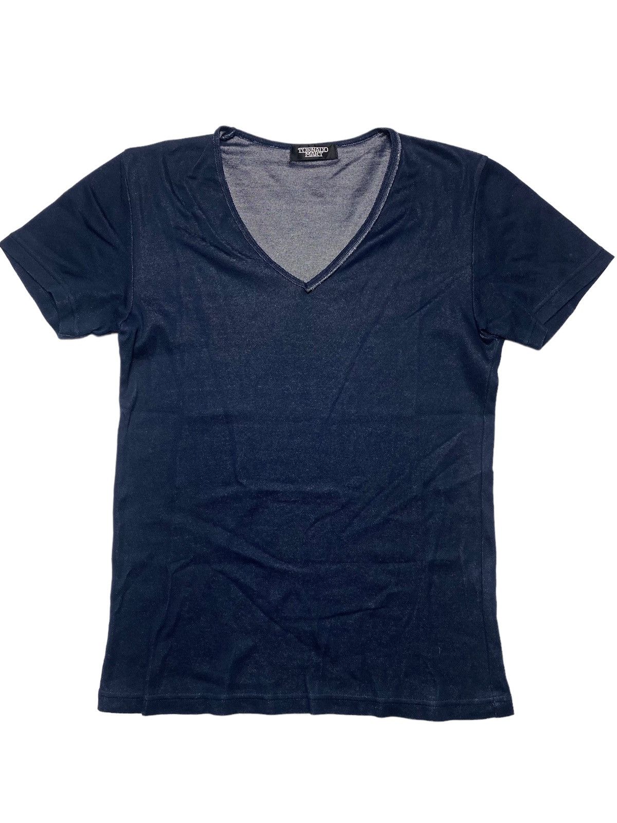 PPFM 2000s Tornado Mart - Iridescent Blue Silver V Neck T-Shirt Size US M / EU 48-50 / 2 - 1 Thumbnail