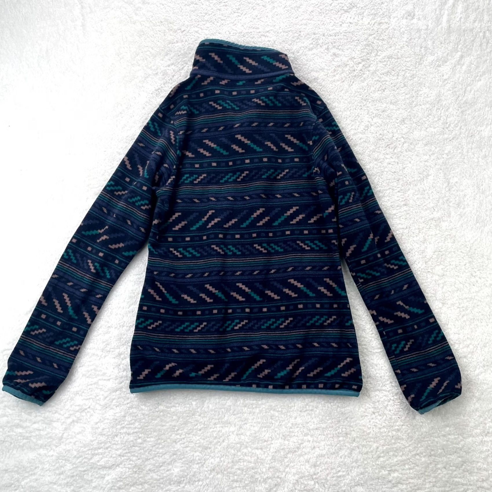 Patagonia VINTAGE Patagonia Fleece Womens XS Blue Aztec Geometric Snap T Sweater Size XS / US 0-2 / IT 36-38 - 5 Thumbnail