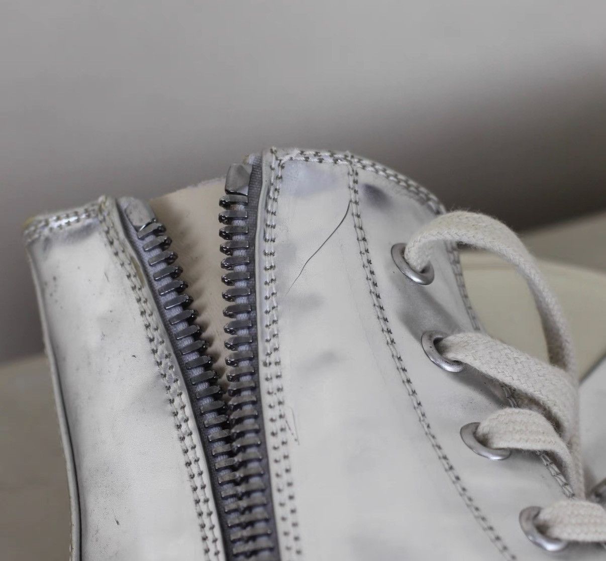Rick Owens Rick Owens DRKSHDW Mirror Metallic High-Top Sneakers Size US 5 / IT 35 - 9 Thumbnail