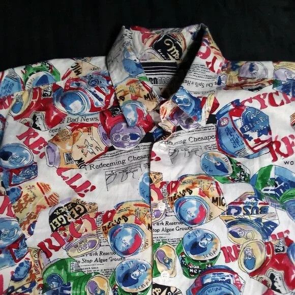 Vintage Parngraff Recycle Beer Cans Hawaiian Shirt
