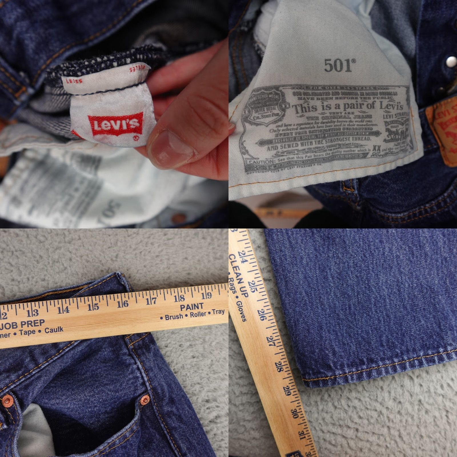 Levi's Levi's 501 Jeans Mens 36X32 Blue Denim Dark Wash Button Fly Red Tab Jeans 501 Regular Fit Size US 36 / EU 52 - 9 Thumbnail