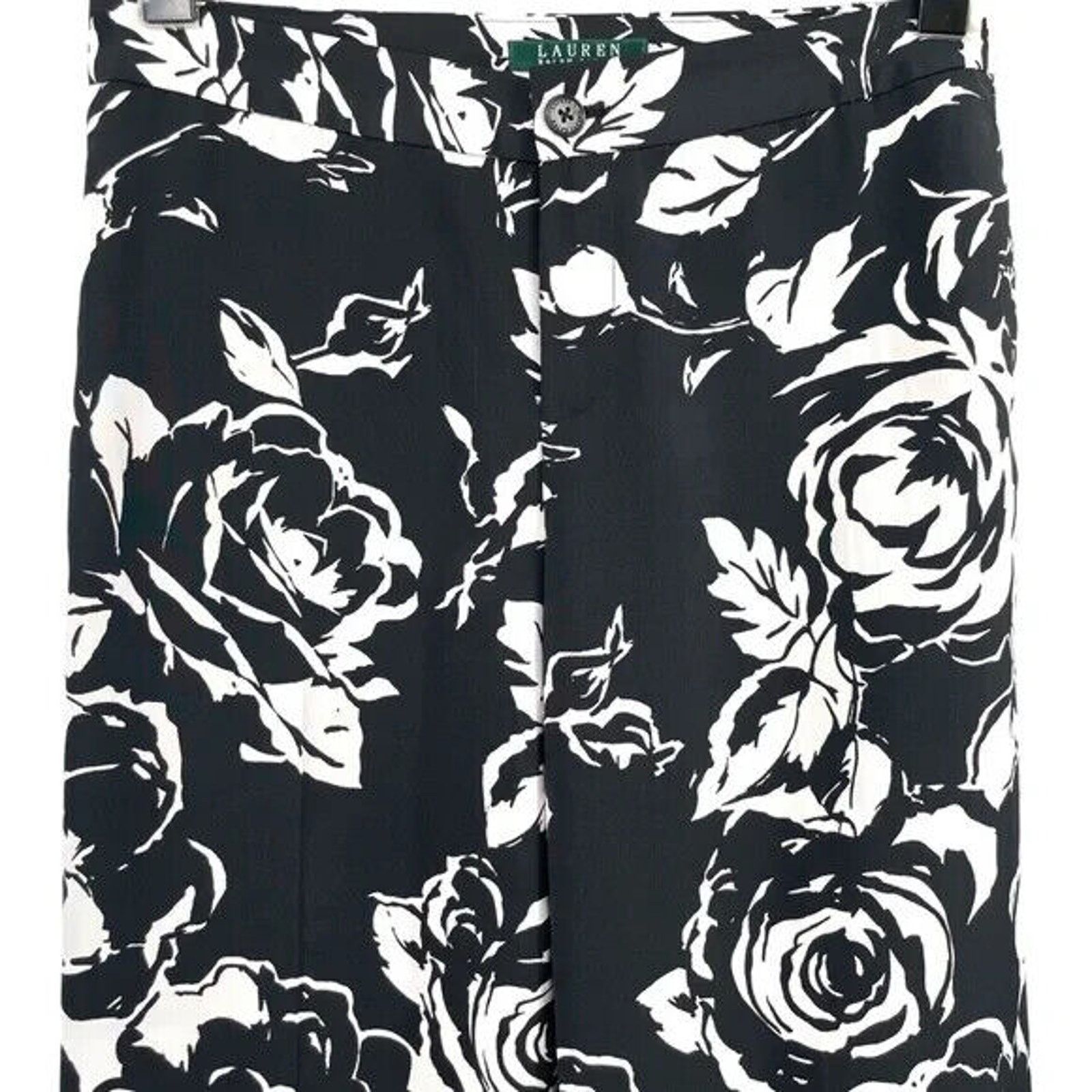 Ralph Lauren Black Label RALPH LAUREN BLACK & WHITE FLORAL PRINT WIDE LEG PANTS SZ 10 Size 32" / US 10 / IT 46 - 7 Thumbnail