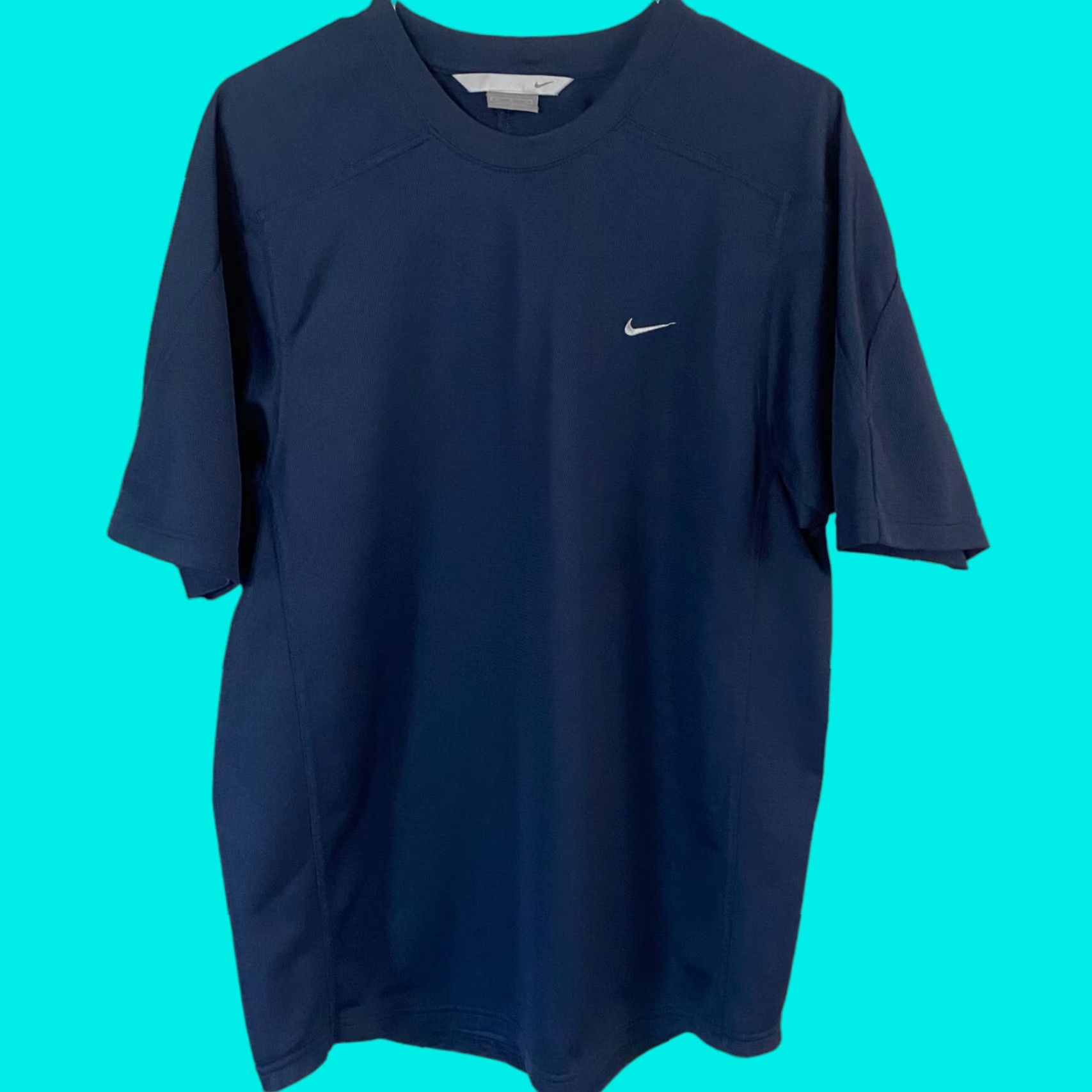 Nike VINTAGE Nike Y2 Embroidered Swoosh Performance Shirt Navy Blue Athletic Mens Medium M Size US M / EU 48-50 / 2 - 1 Thumbnail
