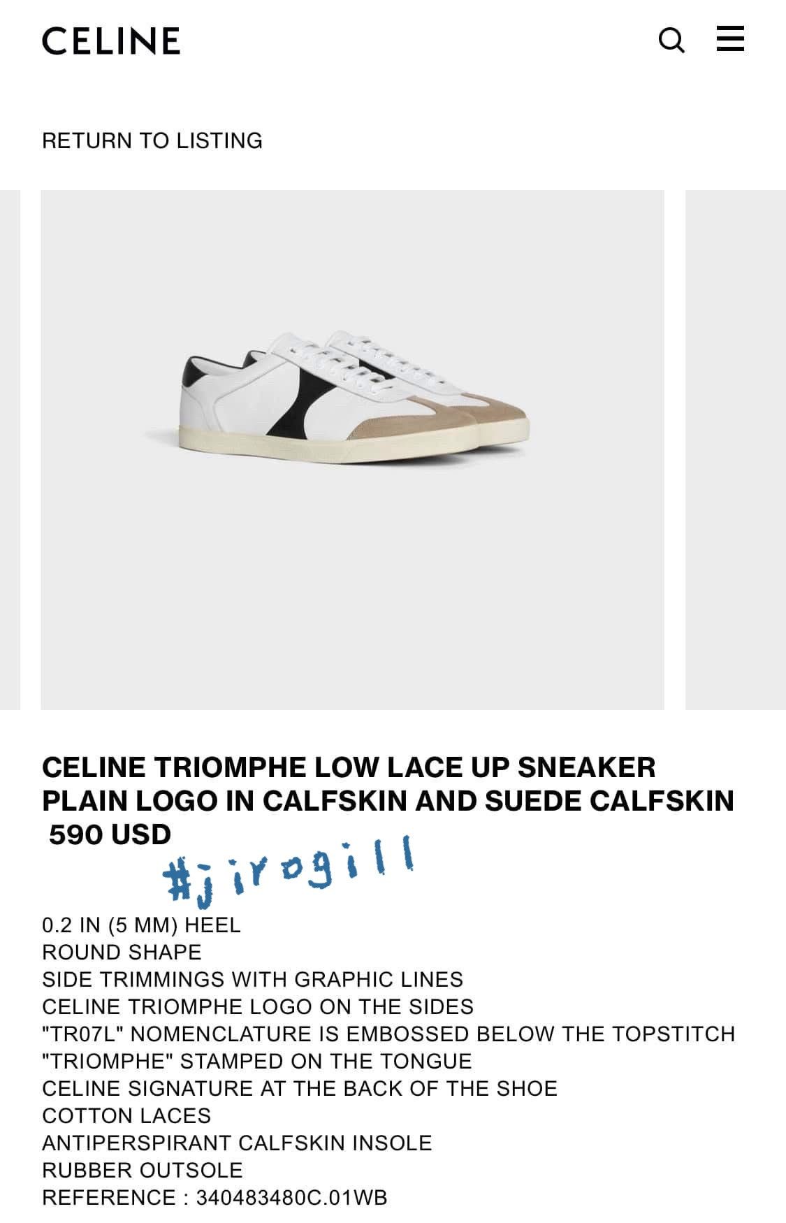 Celine × Hedi Slimane FW20 Triomphe “VOTC B01” Sneakers Sz40 Size US 7 / EU 40 - 8 Thumbnail