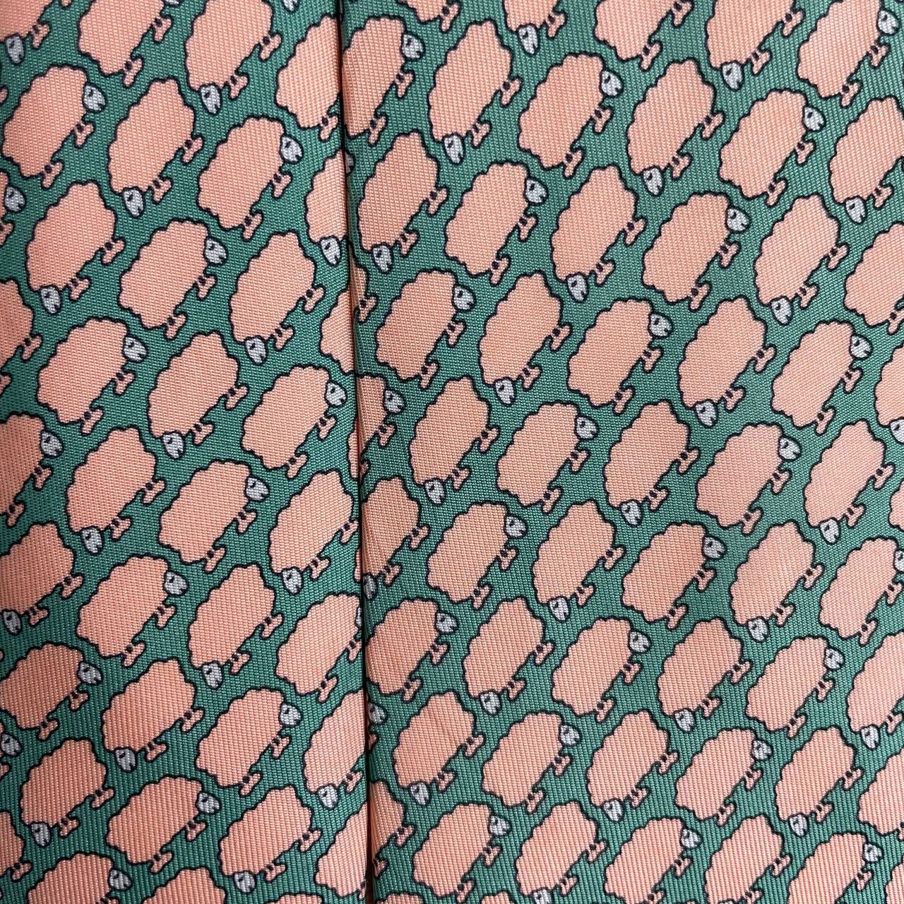 Hermes Hermes Paris Silk Tie 7367 PA Sheep Green Size ONE SIZE - 1 Thumbnail