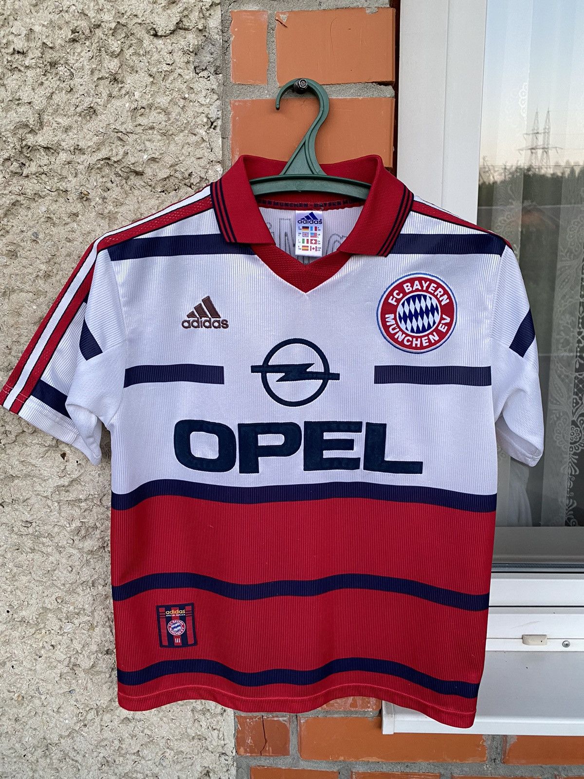 1998-1999 ADIDAS BAYERN popular MUNCHEN MUNICH HOME OPEL MEN'S JERSEY. Size in USA XXL