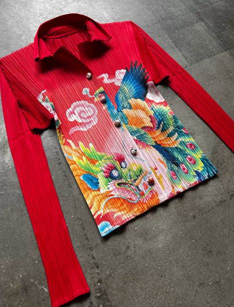 Issey Miyake ISSEY MIYAKE 1998 Dragon & Phoenix Top (Set with Skirt) Size L / US 10 / IT 46 - 5 Thumbnail