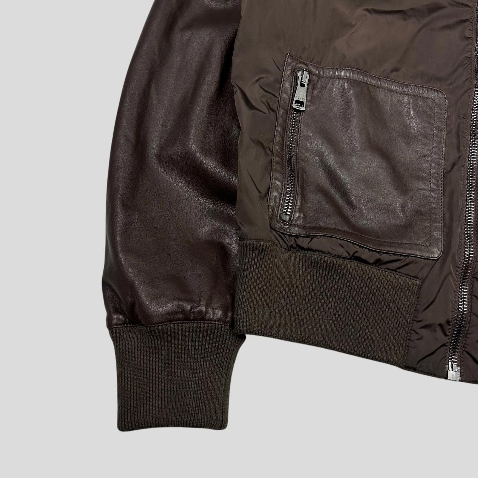 Gucci Gucci Brown Nappa Leather Hybrid Logo Bomber Jacket IT46 - S Size US S / EU 44-46 / 1 - 9 Thumbnail