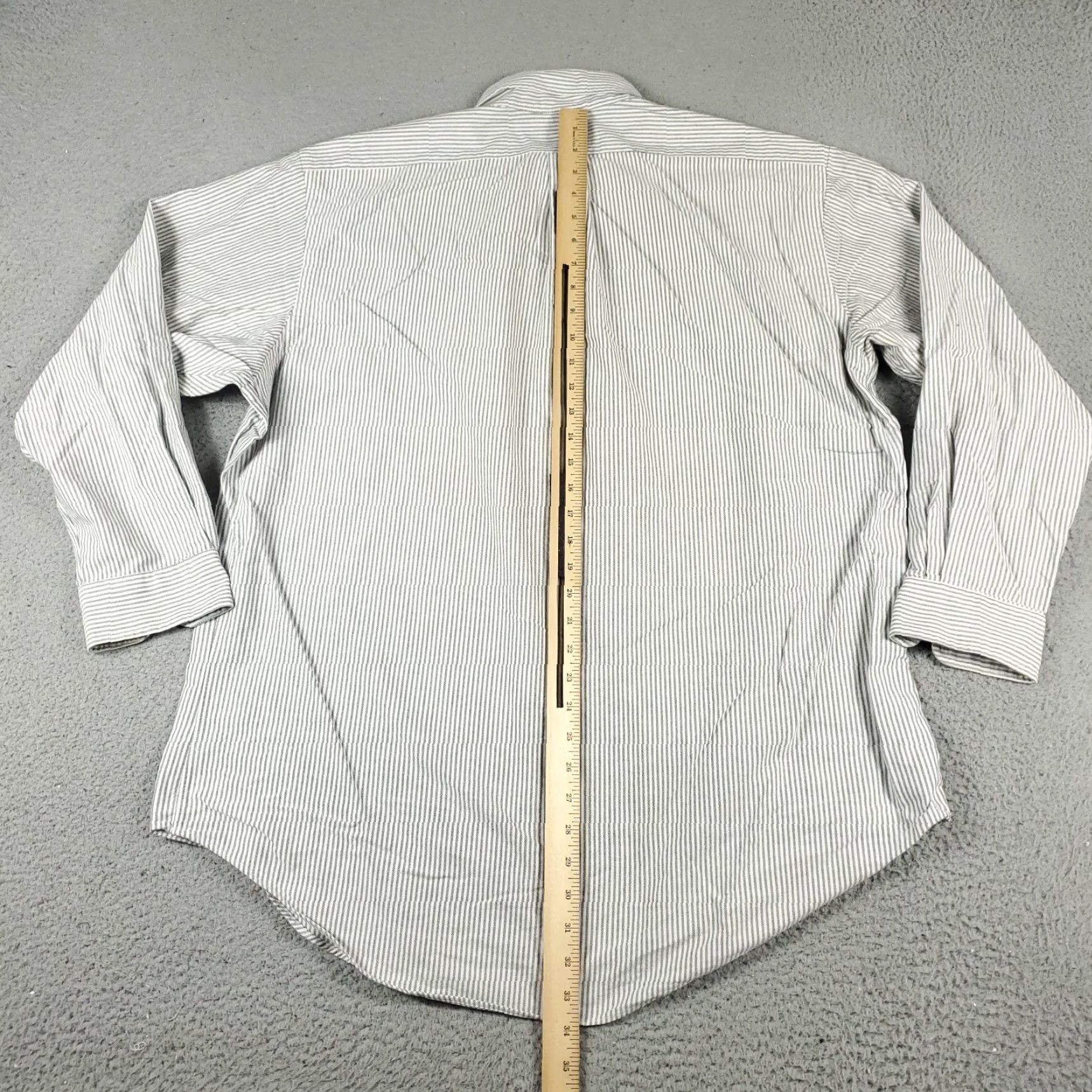 Ralph Lauren VINTAGE Ralph Lauren Shirt Mens 16.5 Gray Striped Pony Dress Button Up Long Sleeve - Non-Iron, Classic Business Casual Men’s Shirt 16.5 Gray Mens Size 42R - 6 Thumbnail