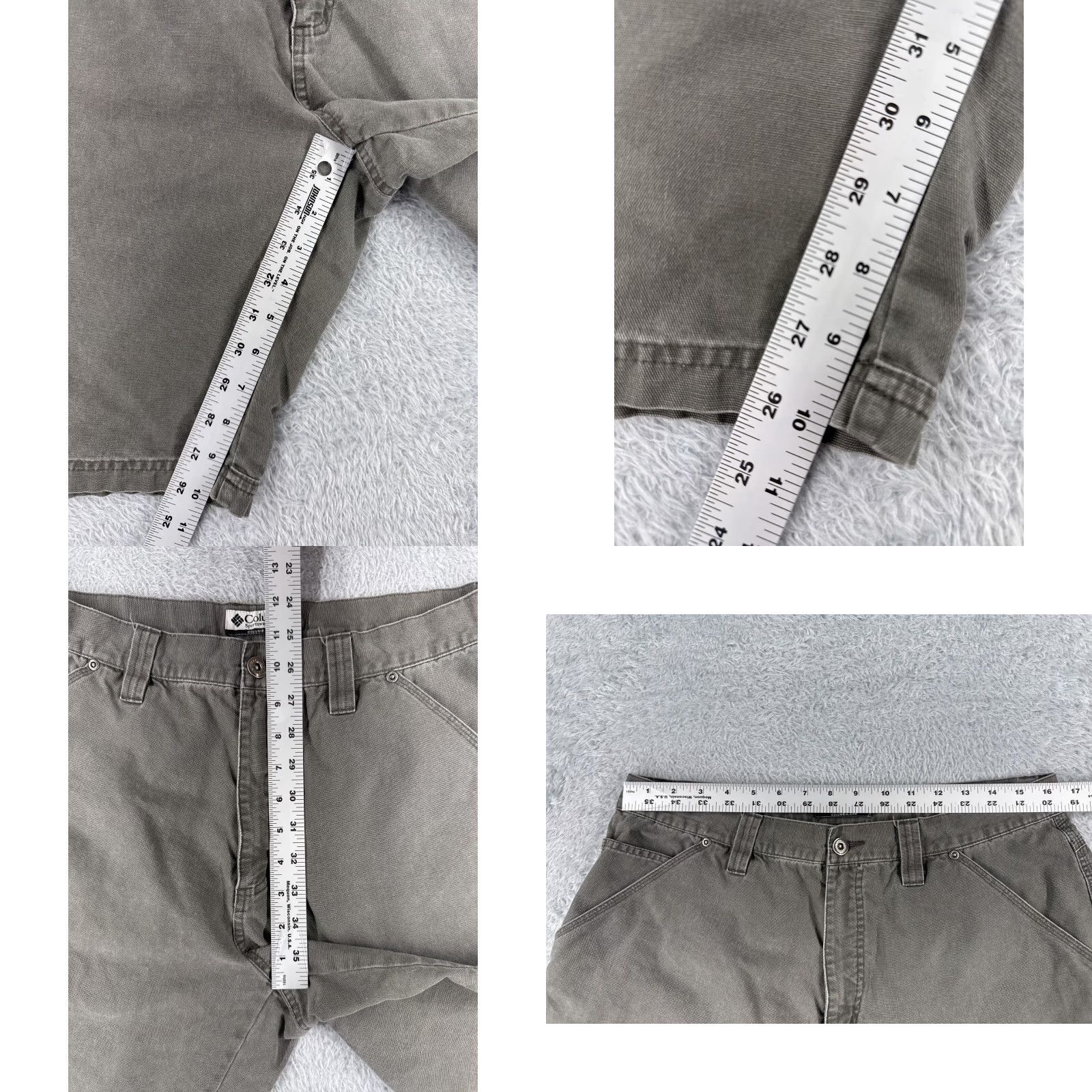 Vintage Columbia Mens Cargo Shorts Gray 36 Cotton Canvas Zip Front Belted Elastic Waist 10 Inseam Regular Beach Outdoor Fish Logo Pocket Cargo Casual Mens Size US 36 / EU 52 - 8 Thumbnail
