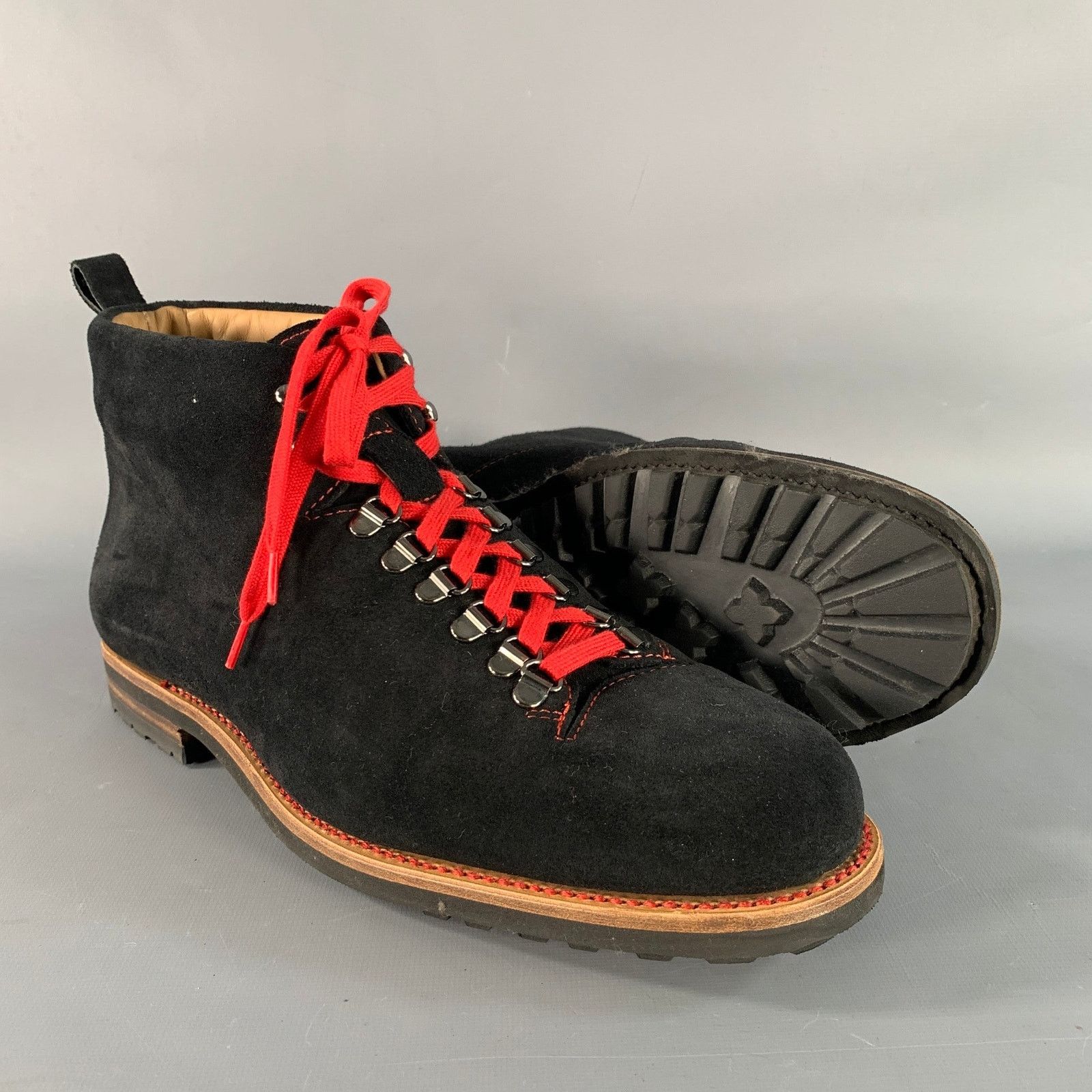 Paul Stuart PAUL STUART Size 12 Black Red Textured Leather Lace Up Boots Size US 12 / EU 45 - 5 Thumbnail