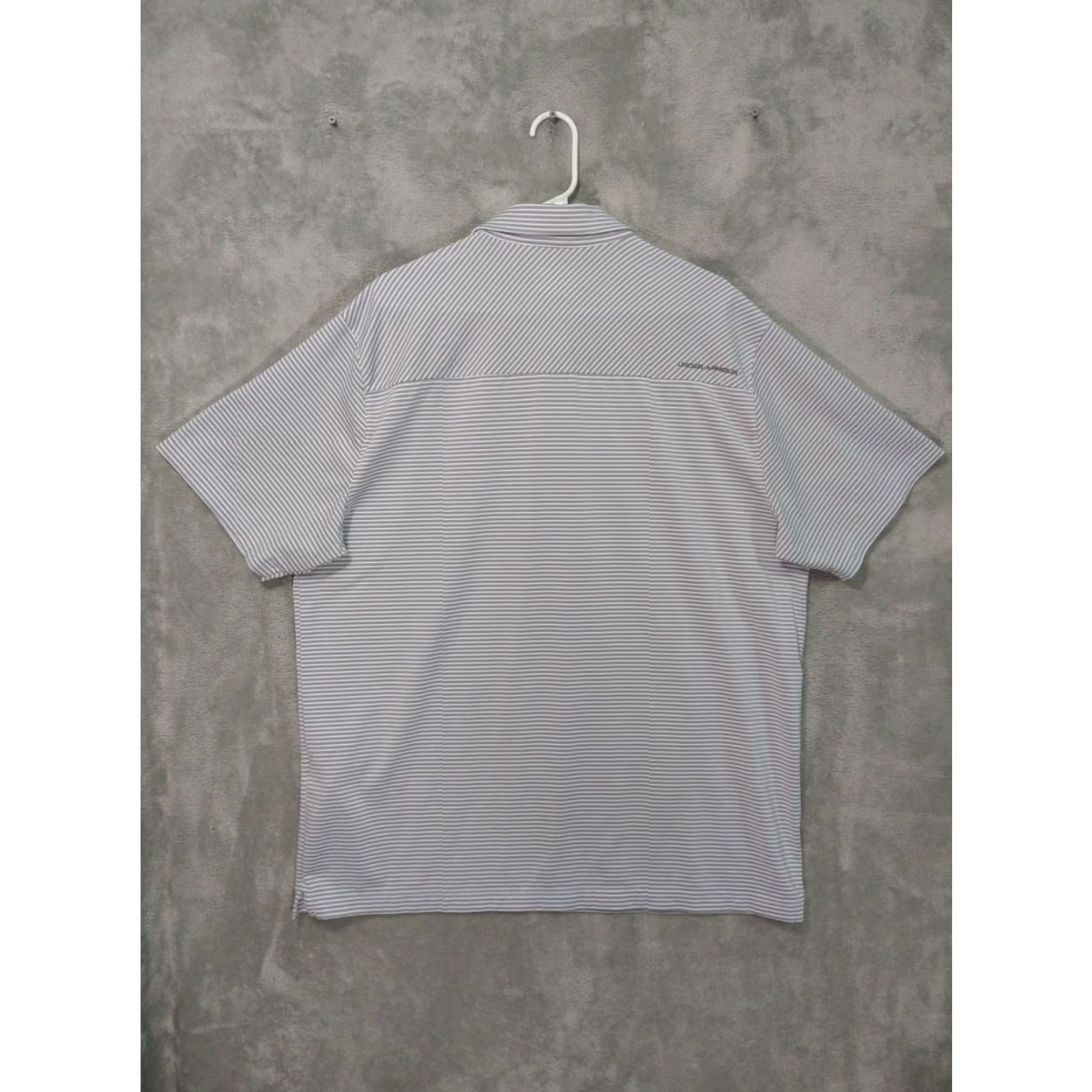 Under Armour Under Armour UA Shirt Mens 2XL Gray Striped Polo Loose HeatGear Short Sleeve Size US XXL / EU 58 / 5 - 2 Thumbnail