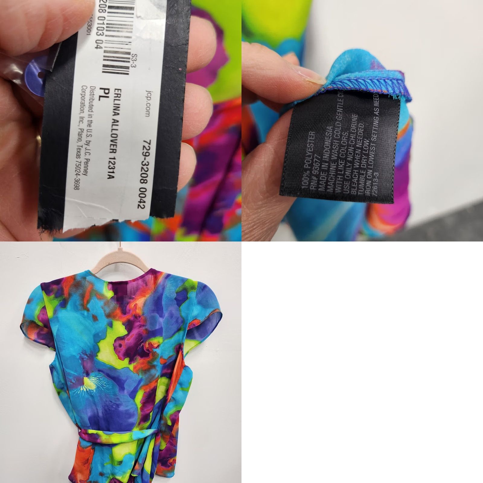 Worthington Worthington Womens Blouse Petite Large Abstract Print Artsy Short Sleeve Top NWT Blouse (+Petites) Multicolor Size L / US 10 / IT 46 - 8 Thumbnail
