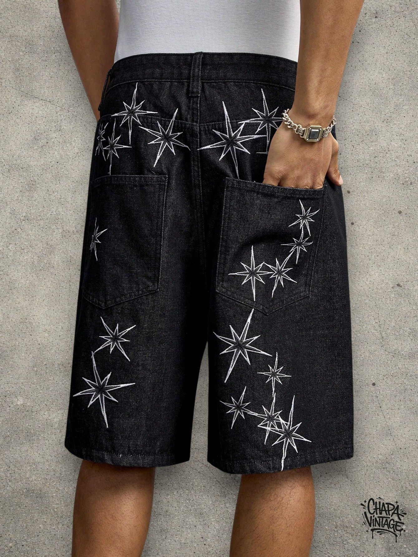 Vintage Black jeans shorts Size US 32 / EU 48 - 2 Thumbnail