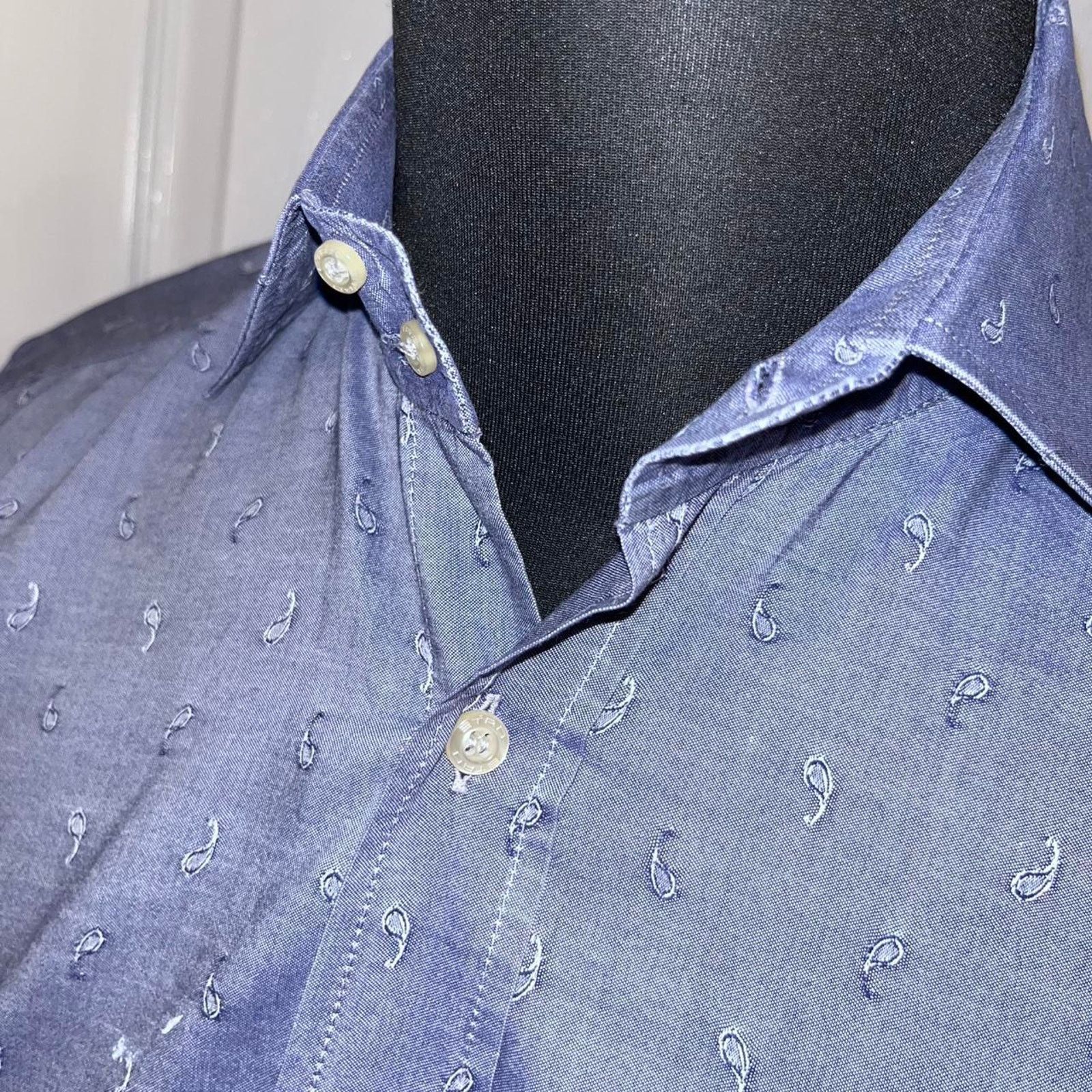 Etro Etro Milano Light Blue Paisley Dress Shirt Size 39 Italy Size US M / EU 48-50 / 2 - 3 Thumbnail
