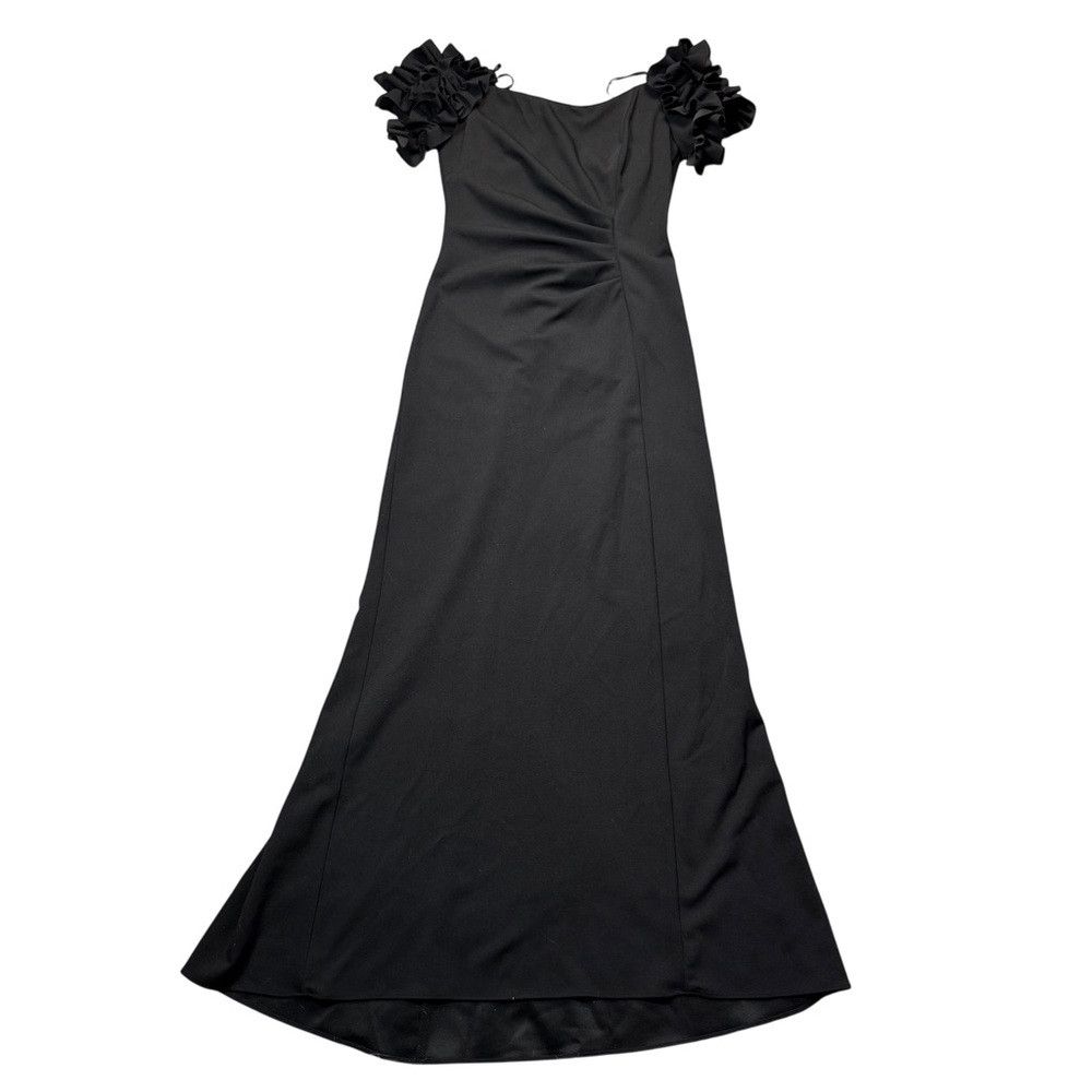Other NWT New Xscape Evenings Ruffle Off the Shoulder Crepe Gown Size M / US 6-8 / IT 42-44 - 3 Thumbnail