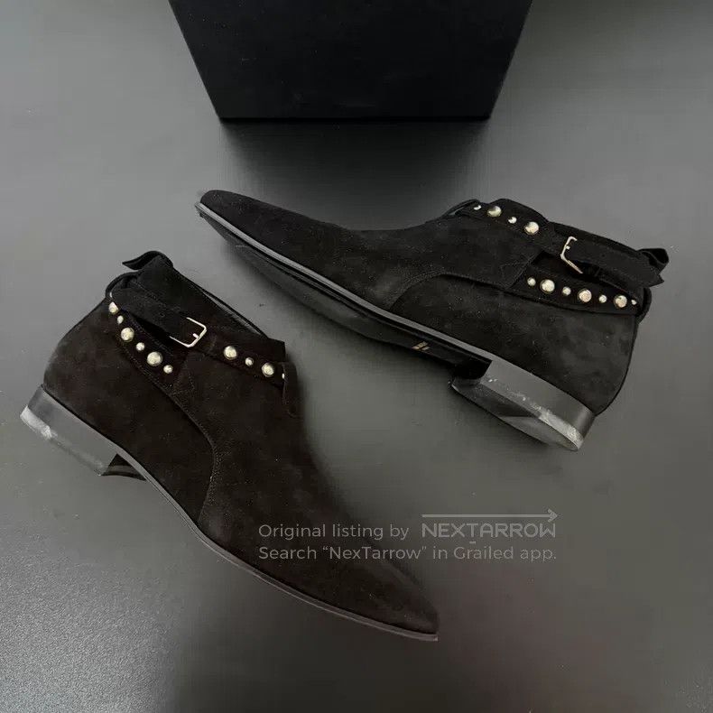 Saint Laurent Paris Saint Laurent Paris Black Suede Stud Chelsea Short Boots i Size US 10 / EU 43 - 3 Thumbnail