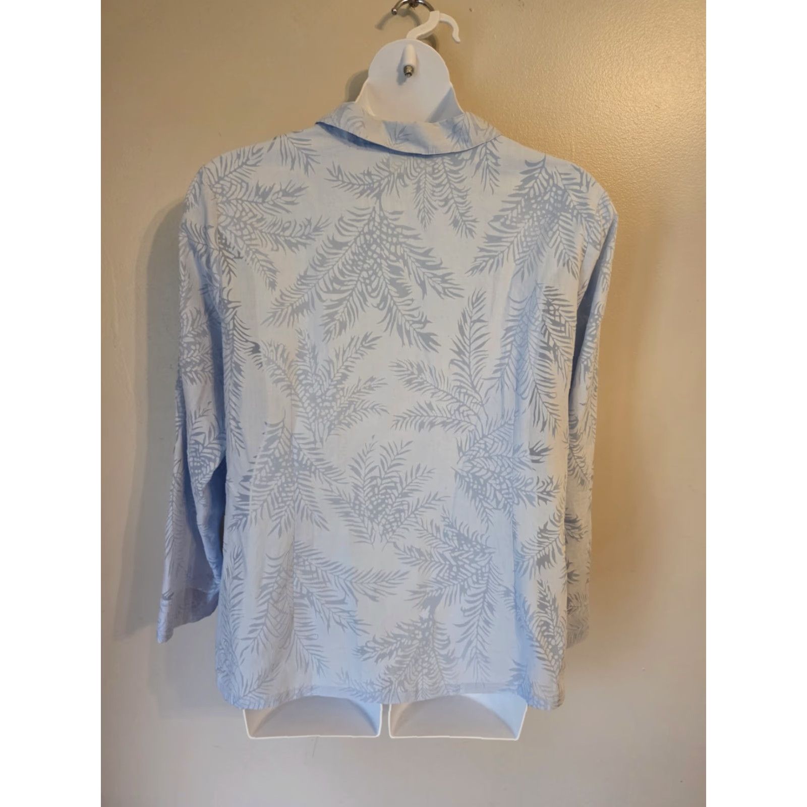 Vintage Jaclyn Smith Light Blue Botanical Long Sleeve Top Shirt 3X Plus Size XXL / US 16-18 / IT 52-54 - 6 Thumbnail