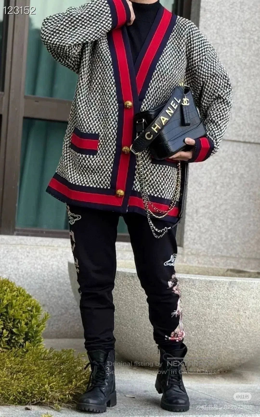 Gucci Gucci Red Blue Striped Tweed Coat. Size S / US 4 / IT 40 - 6 Thumbnail