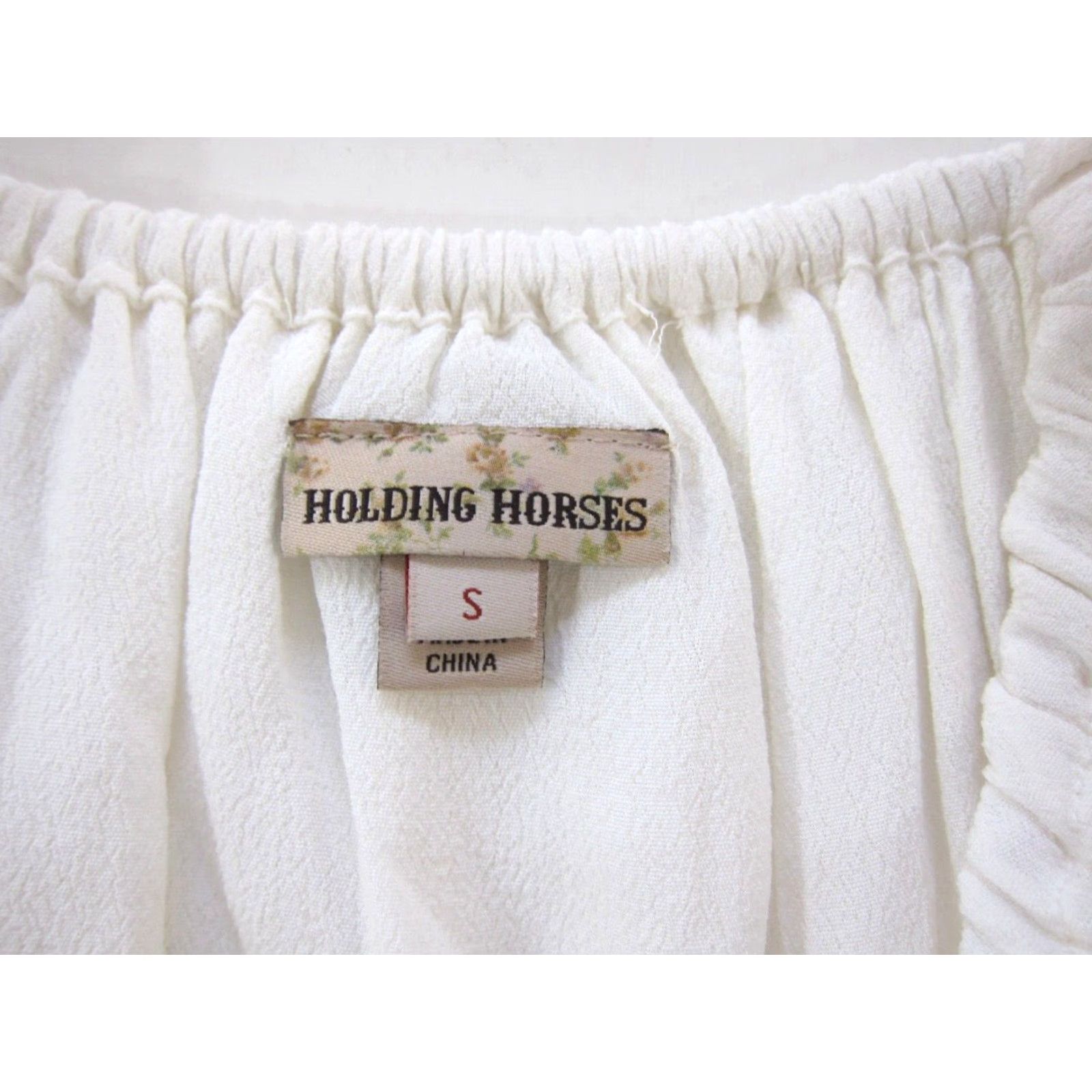 Vintage Holding Horses Blouse White 100% Rayon Off Shoulder Scoop Neck Tunic Small Size S / US 4 / IT 40 - 6 Thumbnail