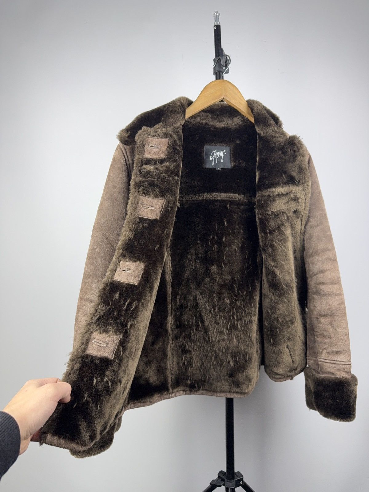 Gypsy Retro 00s Gipsy Brown Shearling Suede Leather Jacket Women S Size S / US 4 / IT 40 - 12 Thumbnail