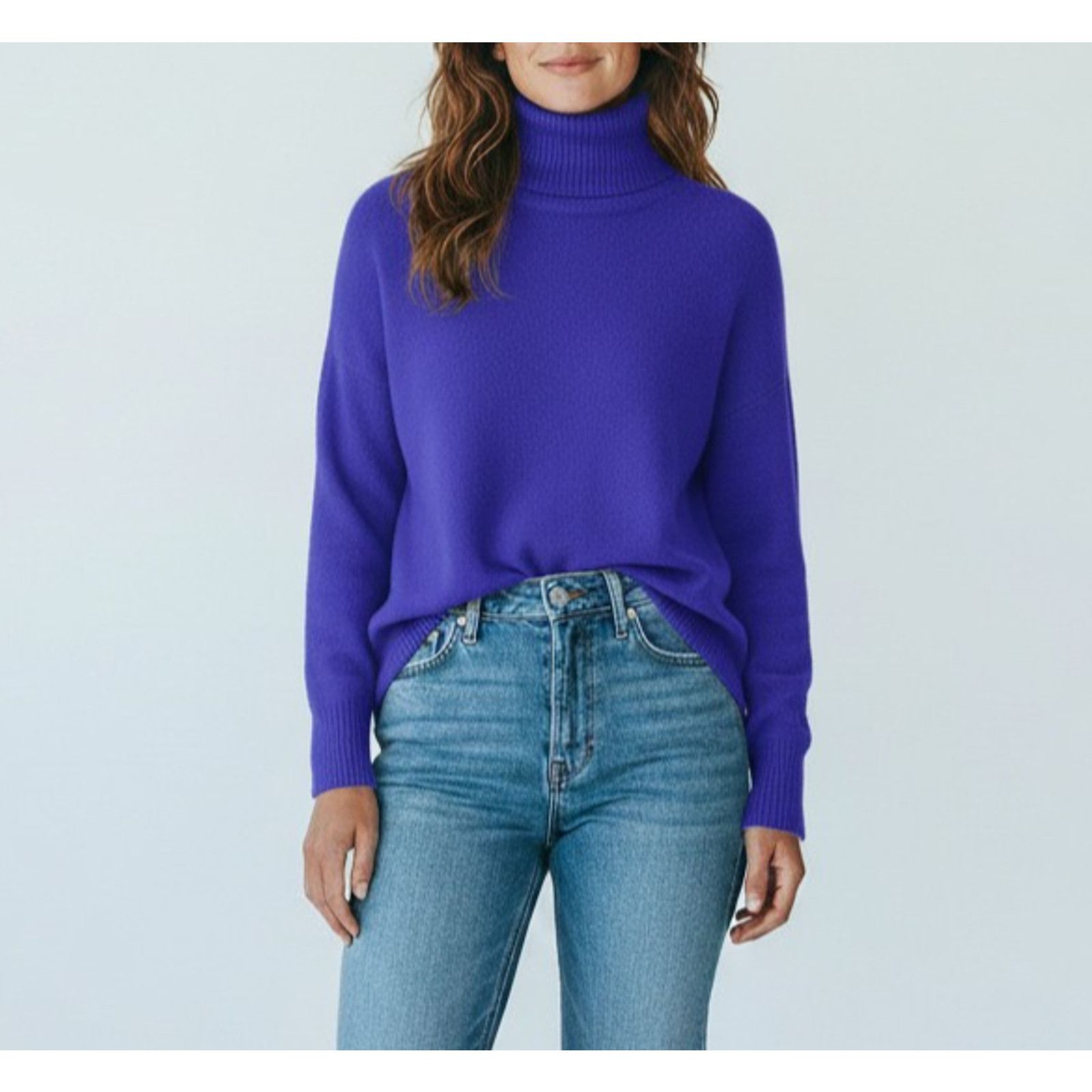 Eileen Fisher EILEEN FISHER Purple Wool Cowl Turtle Neck Sweater Size ~ S Size S / US 4 / IT 40 - 1 Thumbnail