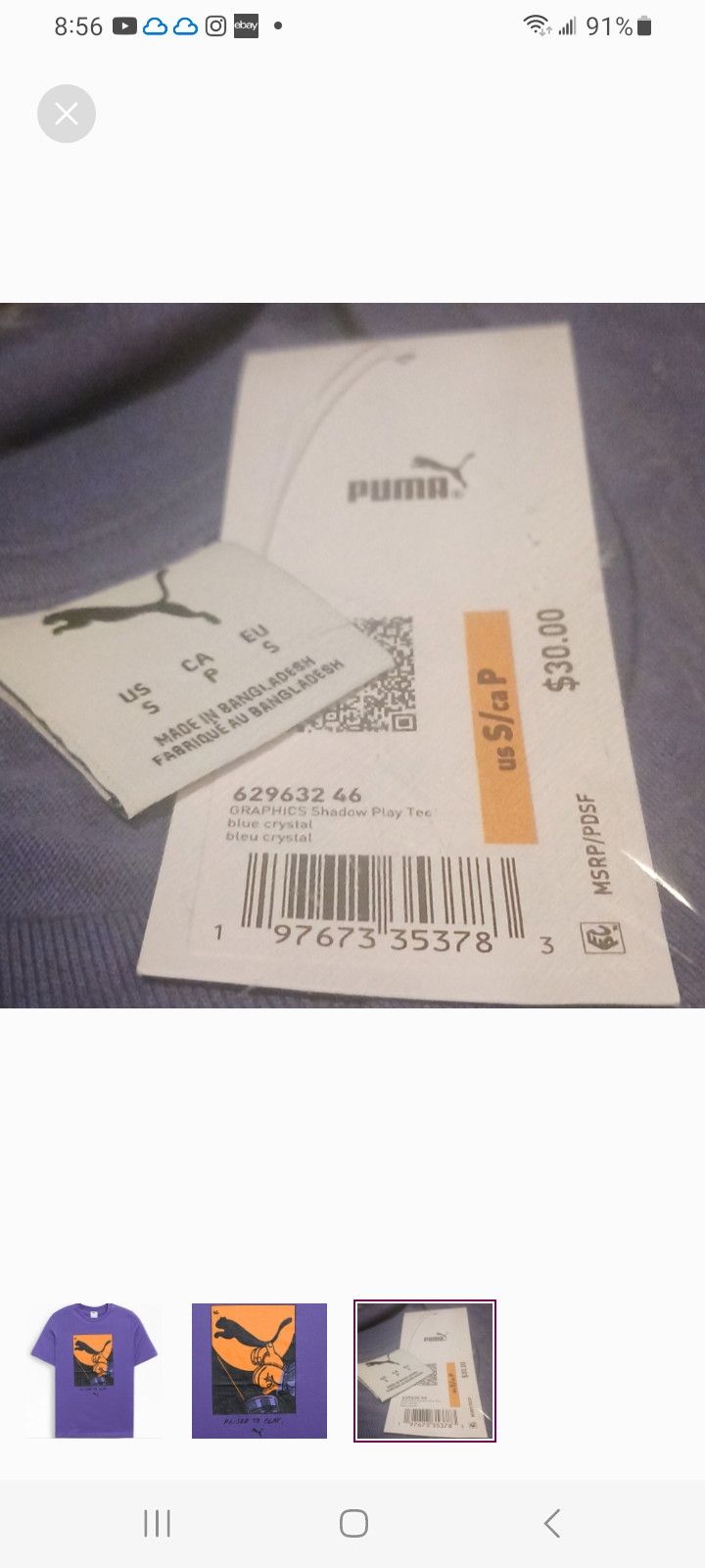 Puma Puma Shadow Play T-Shirt Size US S / EU 44-46 / 1 - 3 Thumbnail
