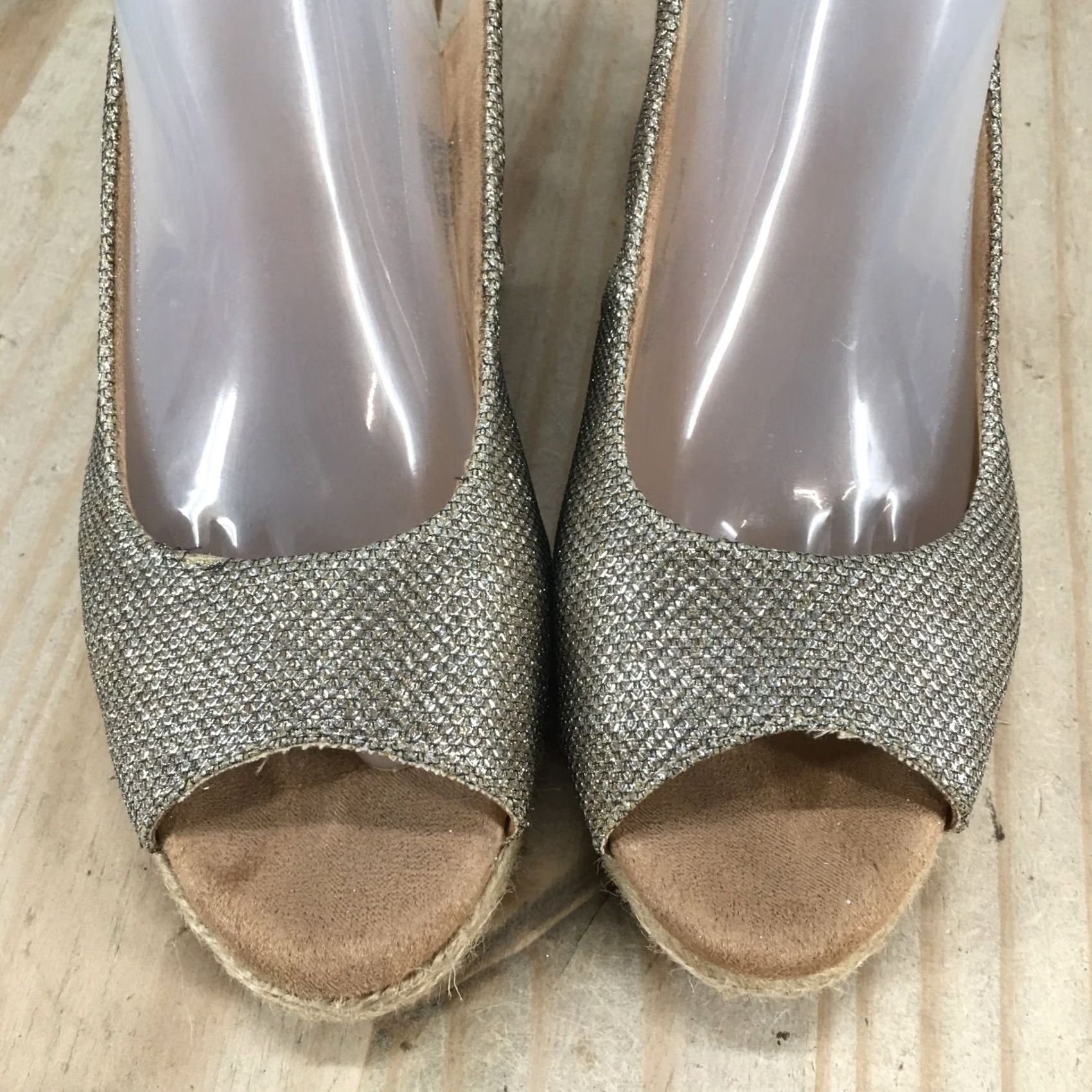 Vintage White Mountain Sandals Womens 6.5 M Social Peep Toe Espadrille Slingback Gold Size US 7 / IT 37 - 7 Thumbnail