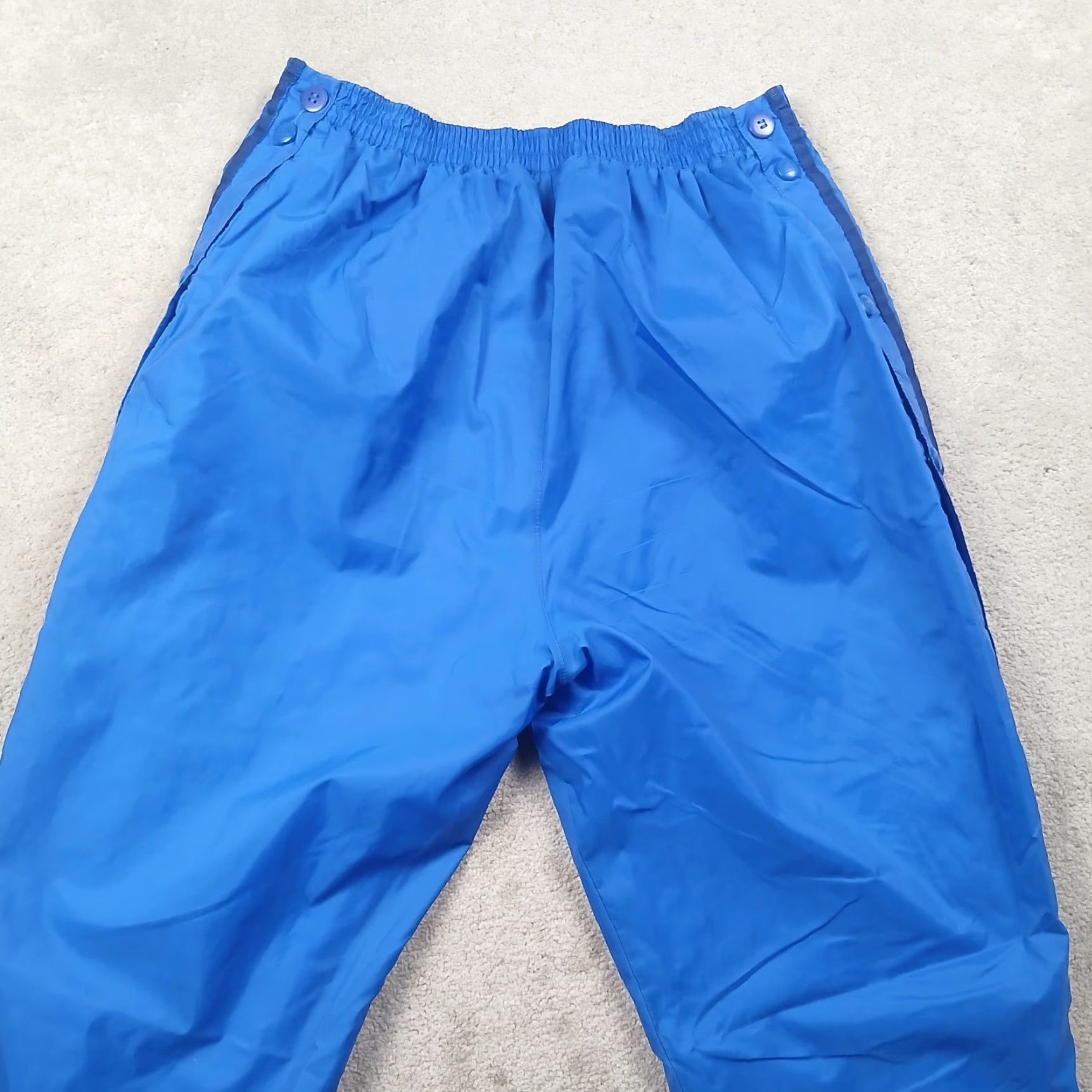Adidas VINTAGE Adidas Break Away Pants Mens M Blue Lined 90s Soccer Gym Training Drawstring Elastic Waist Glanz Satin Nylon Straight RN 8837 00411 Size US 31 - 7 Thumbnail