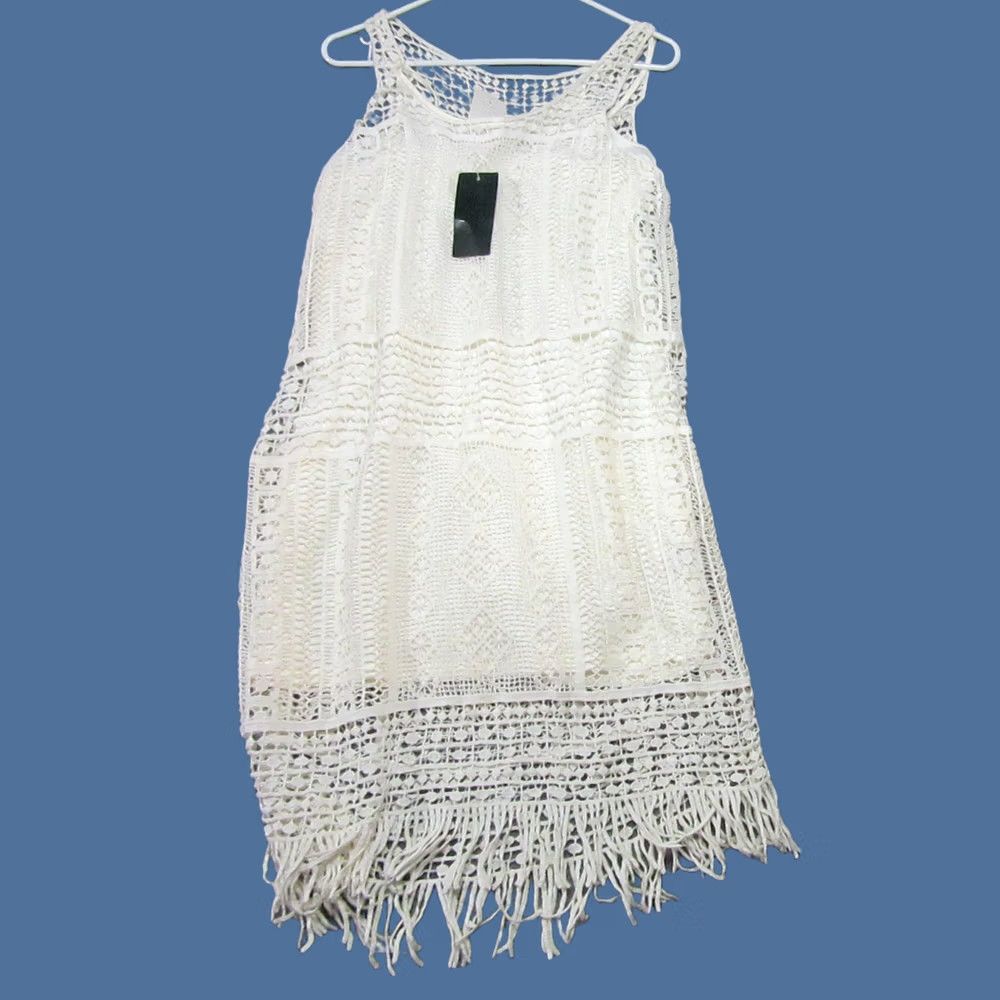 Ralph Lauren Lauren Ralph Lauren Dress Womens Medium Pearl White Crochet Lace Fringe Boho New Size M / US 6-8 / IT 42-44 - 1 Thumbnail