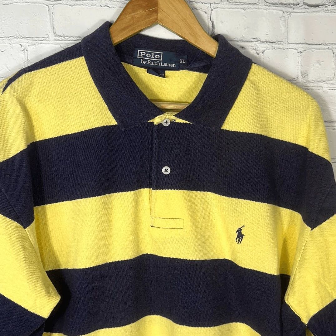 Polo Ralph Lauren VINTAGE Polo Ralph Lauren Polo Shirt XL Striped Black Yellow 100% Cotton Men XL Polo Shirt 100% Cotton Size US XL / EU 56 / 4 - 2 Thumbnail