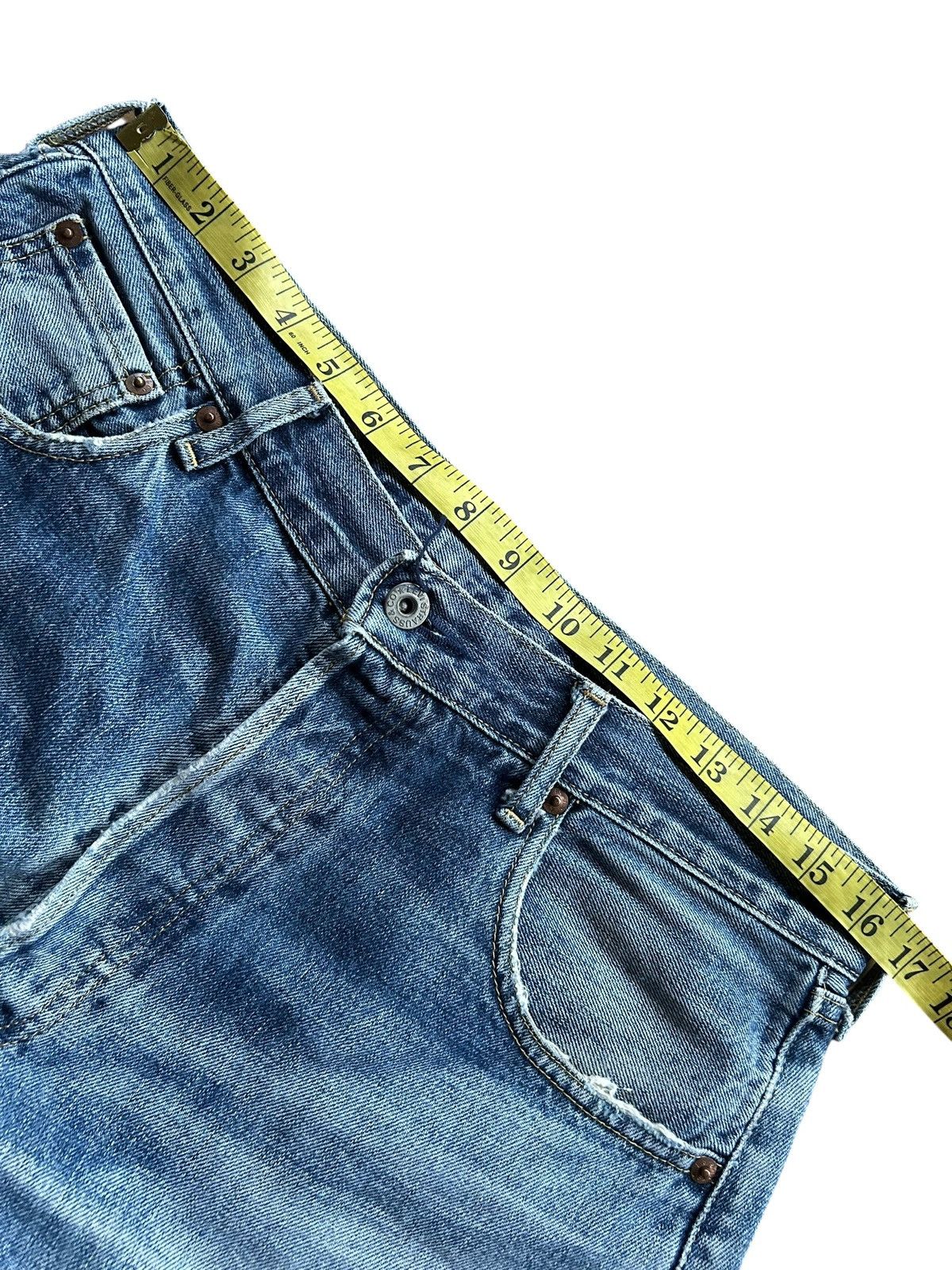 Levi's Vintage Levis Big E Selvedge Buckle Back Distressed Denim Size US 33 - 18 Thumbnail