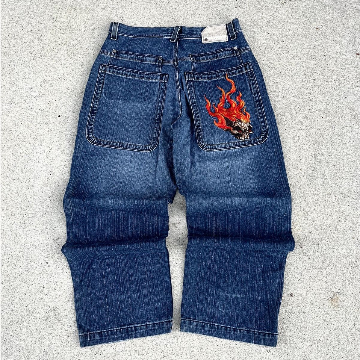 Jnco jeans deals Size 20 Flamehead USA Vintage Wide Leg Jeans