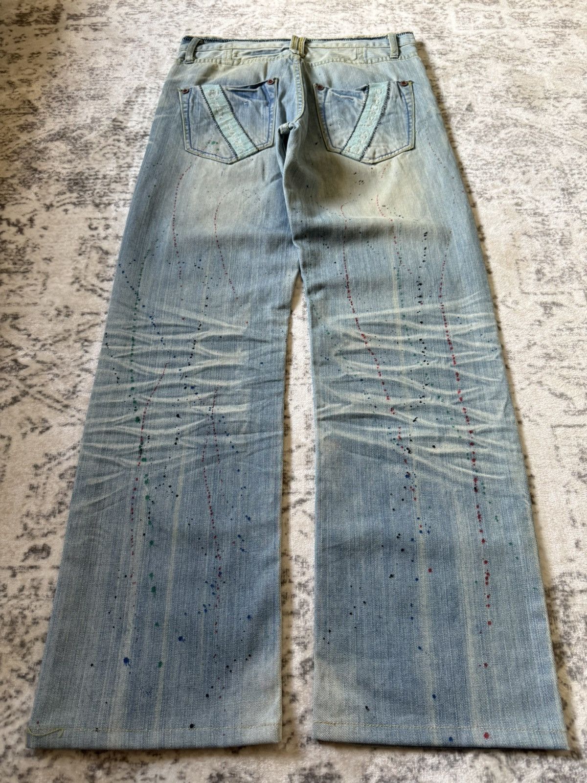 Hysteric Glamour Crazy Leopard Japan Paint Splatter Honeycomb Loose Jeans Size US 30 / EU 46 - 2 Thumbnail