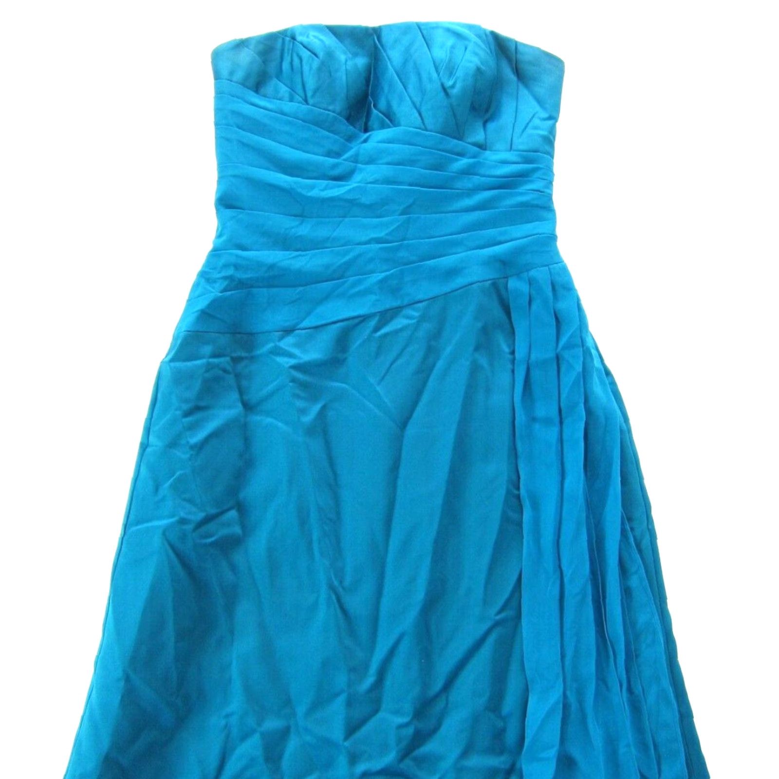 Vintage David's Bridal Turquoise Strapless Ruched Long Maxi Wedding Dress 4 Women Pink? Size S / US 4 / IT 40 - 7 Thumbnail