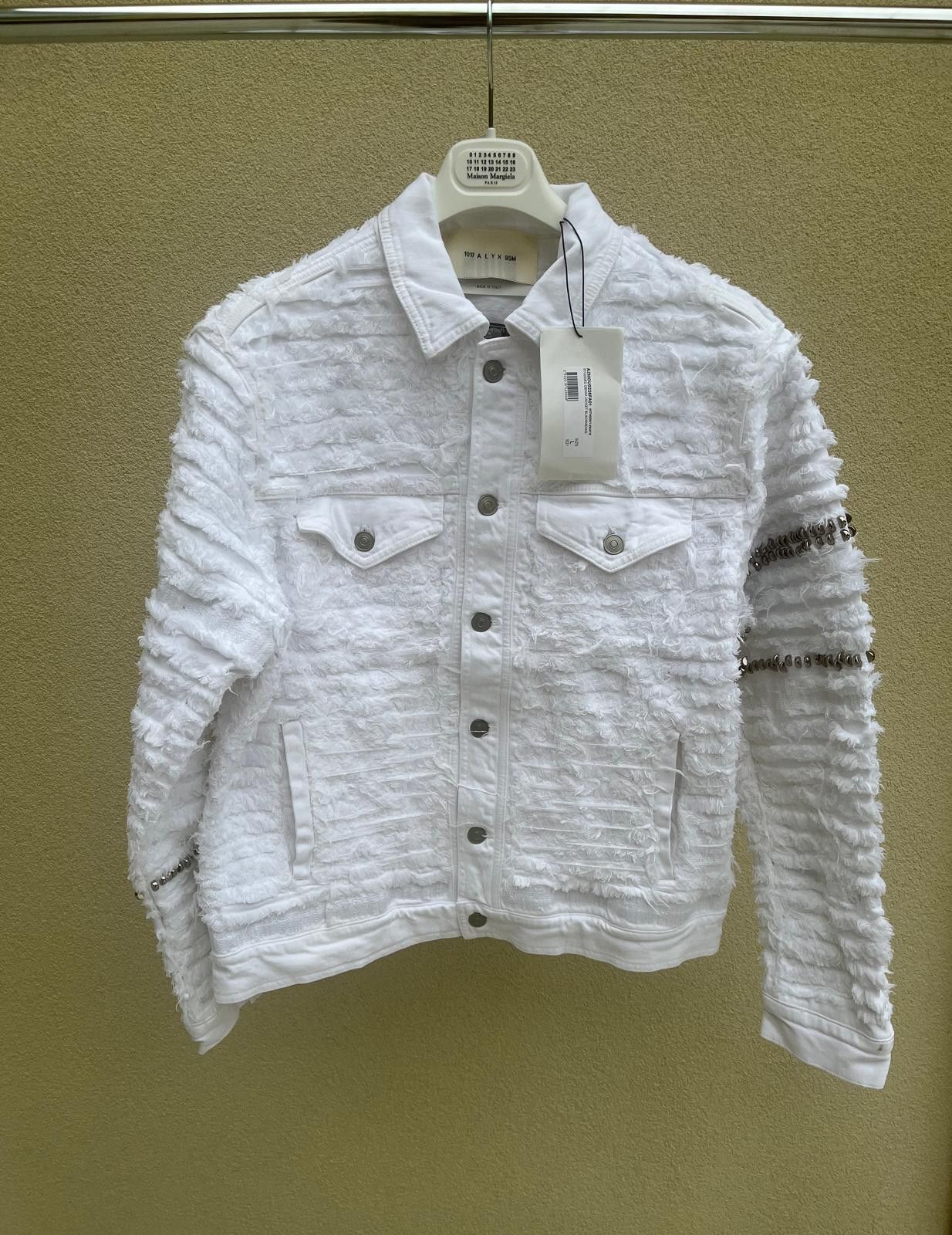 Alyx × Blackmeans Studded & Distressed Denim Jacket in White Size US L / EU 52-54 / 3 - 1 Thumbnail