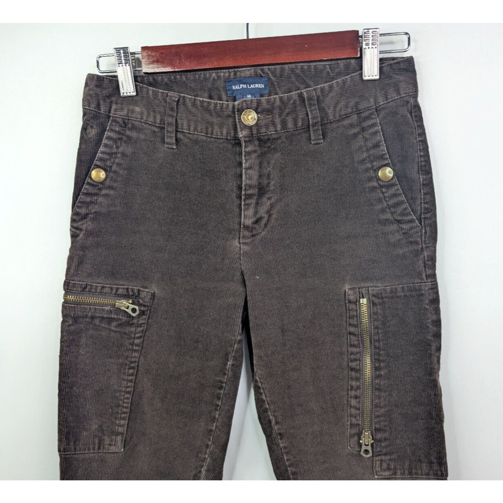 Ralph Lauren Ralph Lauren Pants Girls Brown Corduroy Cargo Style Size 16 Ankle Length Size 38" / US 16 / IT 52 - 2 Thumbnail