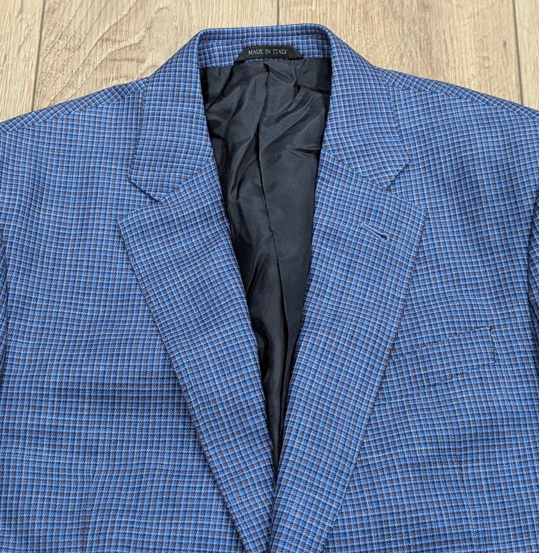 Giorgio Armani GIORGIO ARMANI Wool/Silk/Linen Check Blazer Blue 50 US 40R Size 40R - 3 Thumbnail
