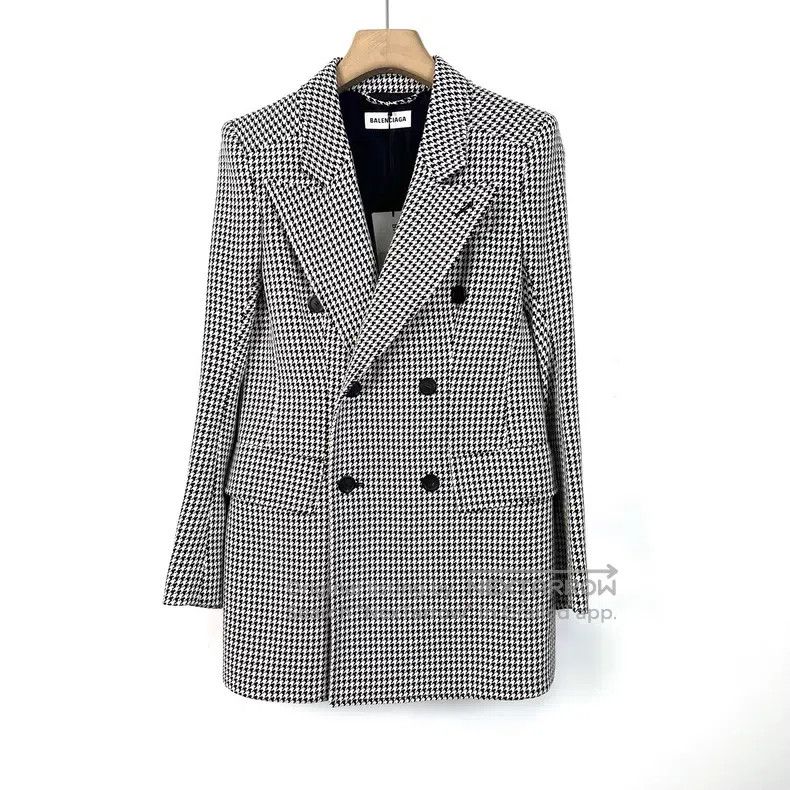 Balenciaga Balenciaga Black and White Checkered Hourglass Wool Blend Size XS / US 0-2 / IT 36-38 - 1 Thumbnail
